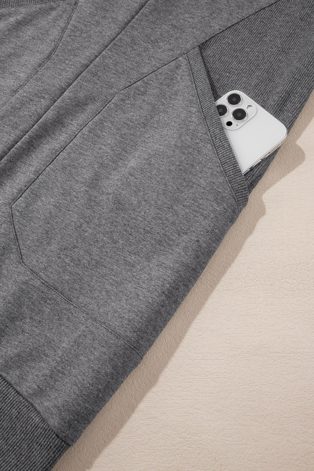 Women's Dark Grey Zip-Up Sweatshirt Dress with Pockets – Casual Fall Layering - Detail View 19 Women's Dark Grey Zip-Up Sweatshirt Dress with Pockets – Casual Fall Layering - Detail View 19