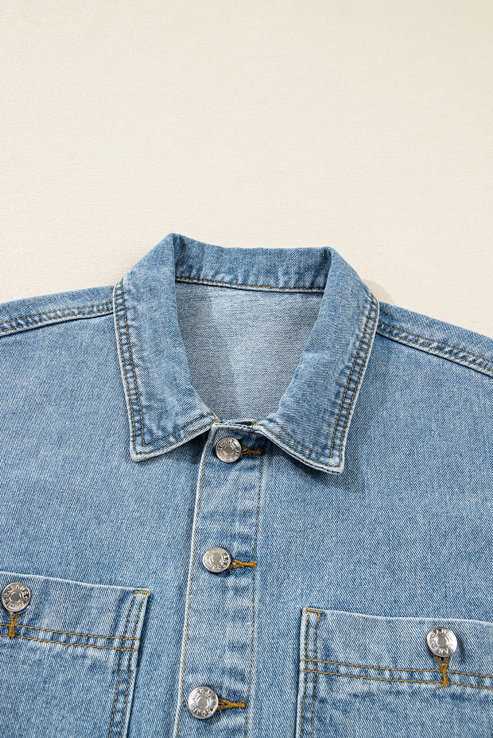 Trendy Western Style Denim Jacket in Beau Blue - Perfect for Daily Wear - Detail View 7 Trendy Western Style Denim Jacket in Beau Blue - Perfect for Daily Wear - Detail View 7