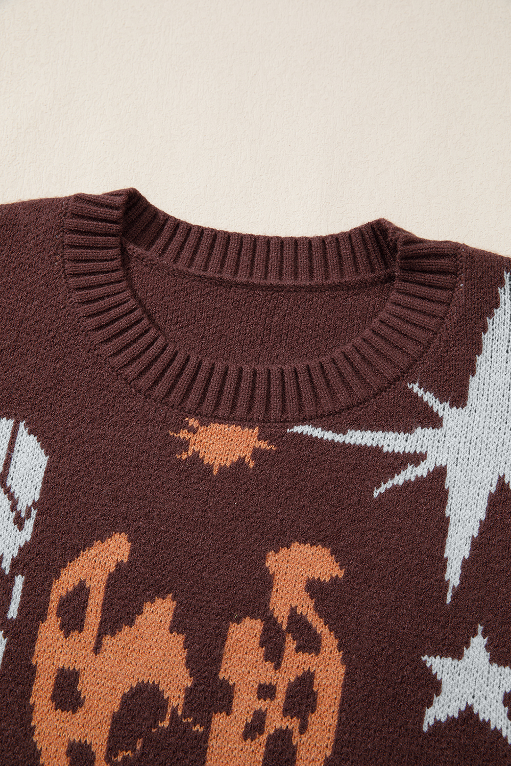 Women's Casual Brown Cowgirl Fashion Sweater – Versatile Long Sleeve Top with Western Motifs for Everyday Adventures - Detail View 9 Women's Casual Brown Cowgirl Fashion Sweater – Versatile Long Sleeve Top with Western Motifs for Everyday Adventures - Detail View 9
