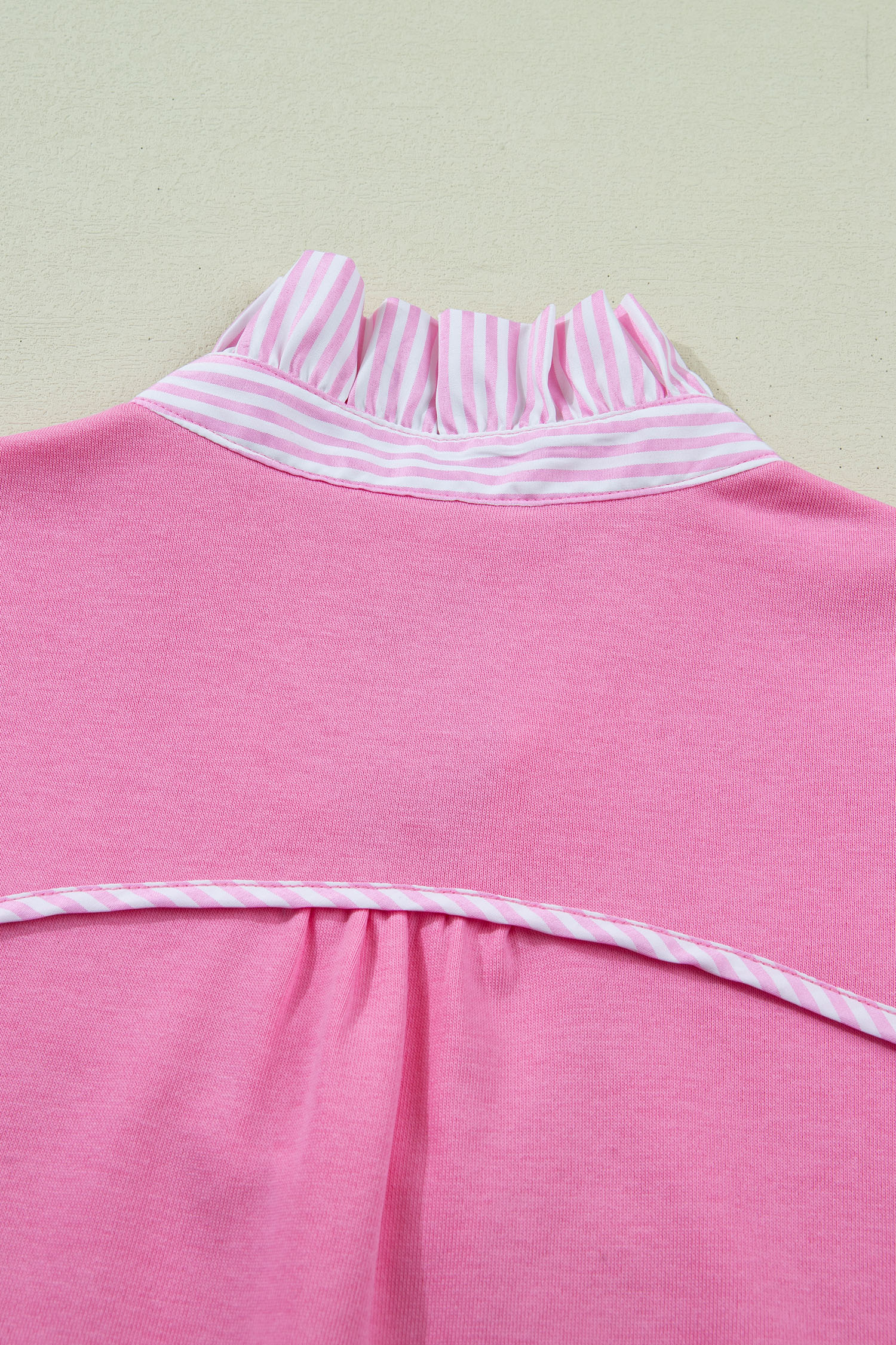 Women's Sachet Pink Striped Blouse – Southern Belle Stand Neck Top with Button Details - Detail View 7 Women's Sachet Pink Striped Blouse – Southern Belle Stand Neck Top with Button Details - Detail View 7