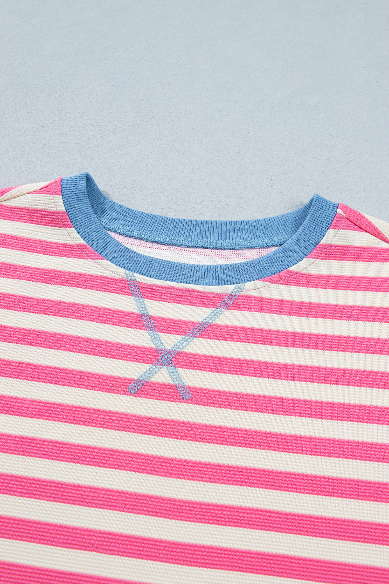 Women's Striped Colorblock Tee – Casual Loose Summer Shirt - Detail View 7 Women's Striped Colorblock Tee – Casual Loose Summer Shirt - Detail View 7
