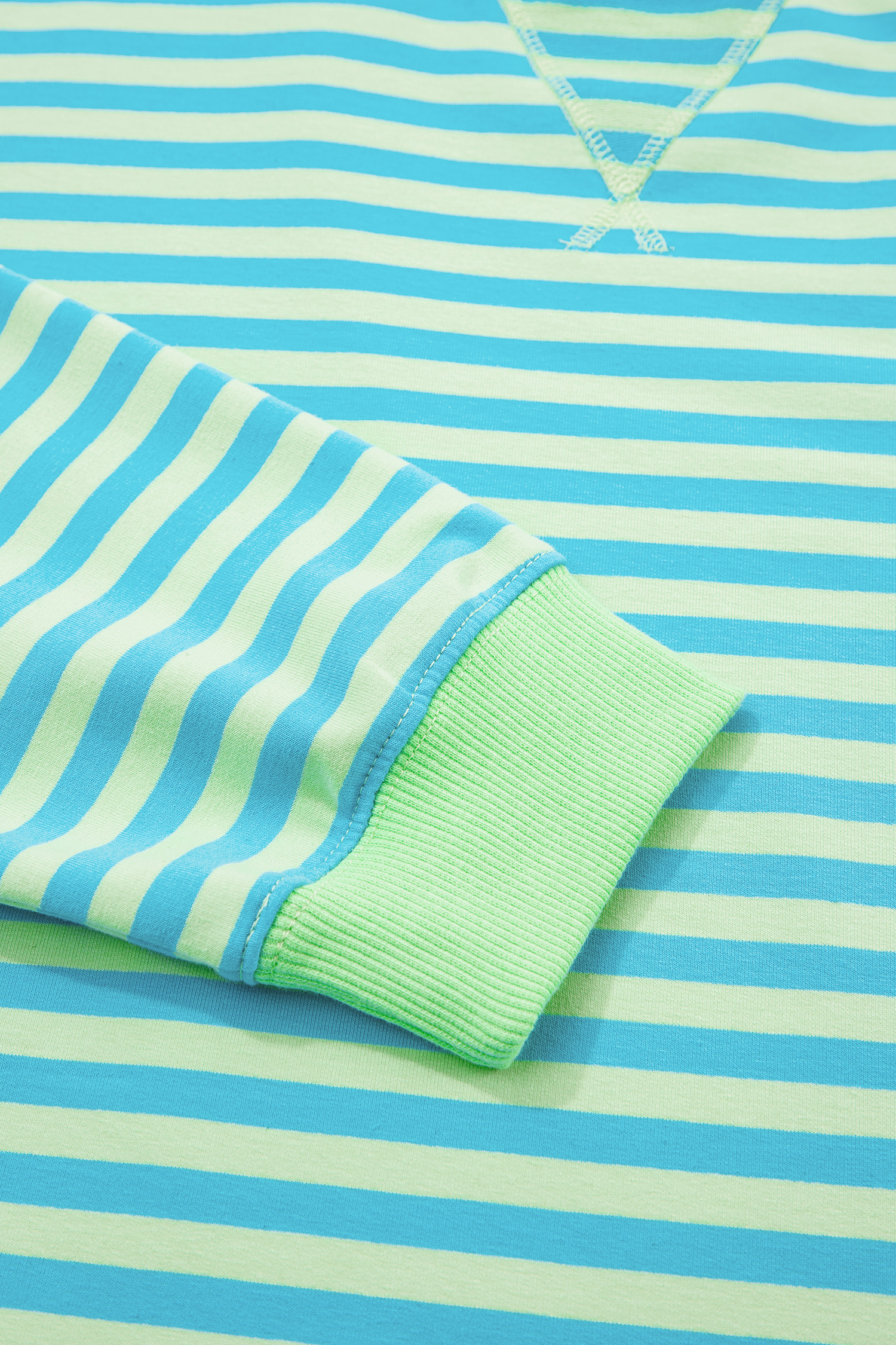Casual Striped Long Sleeve Set for Women – Cotton Blend Pullover and Elastic Waist Shorts - Detail View 11 Casual Striped Long Sleeve Set for Women – Cotton Blend Pullover and Elastic Waist Shorts - Detail View 11