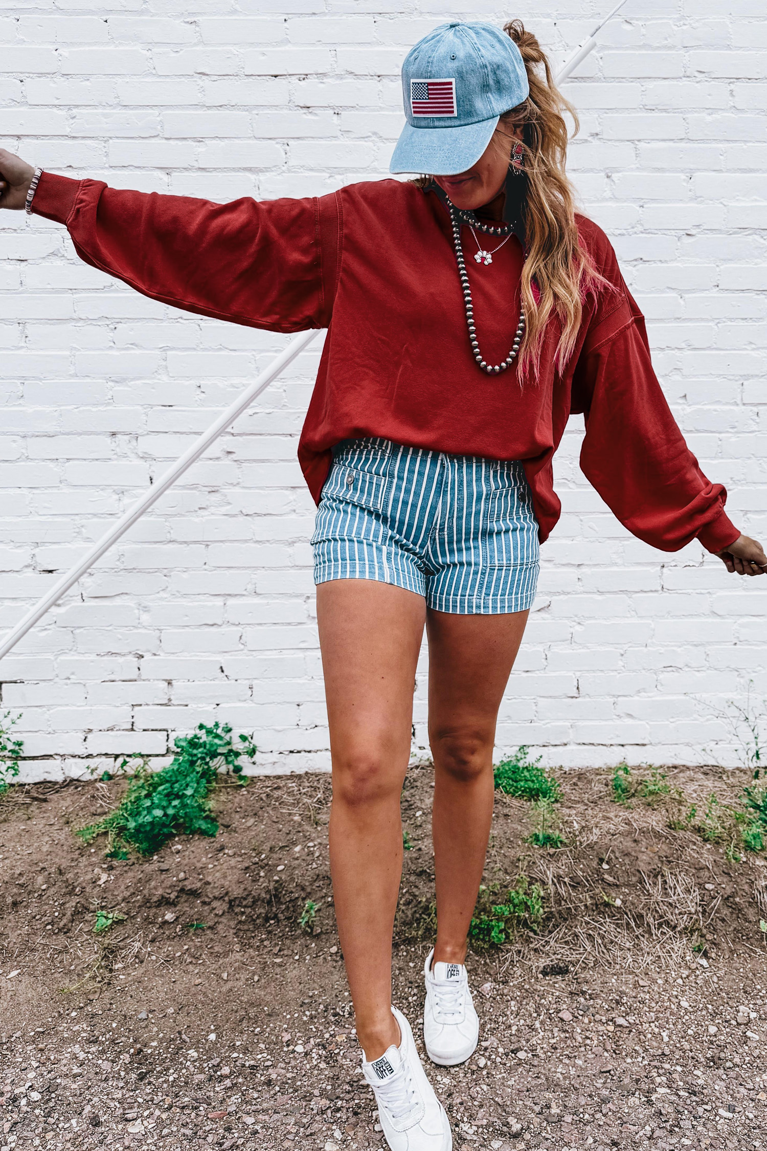 Women's Casual Red Sweatshirt, Comfortable Ribbed Back Detail - Detail View 6 Women's Casual Red Sweatshirt, Comfortable Ribbed Back Detail - Detail View 6