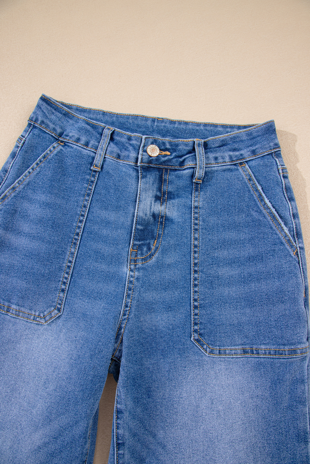 Women's Jeans, Sky Blue, Cropped, High Rise, Wide Leg, Casual Style, Daily Wear, Spring Fashion, Comfortable Fit, Solid Color, Pocket Details, Versatile Outfit - Detail View 12 Women's Jeans, Sky Blue, Cropped, High Rise, Wide Leg, Casual Style, Daily Wear, Spring Fashion, Comfortable Fit, Solid Color, Pocket Details, Versatile Outfit - Detail View 12
