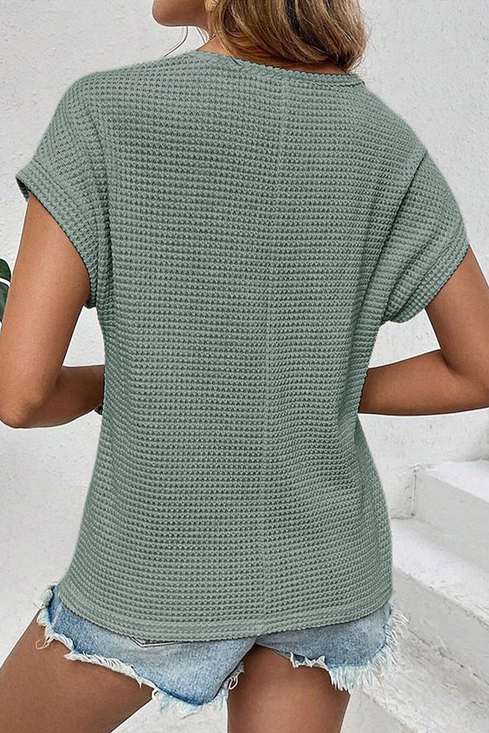 Breathable Mist Green Blouse, Women's Elegant Lace Detail - Detail View 3 Breathable Mist Green Blouse, Women's Elegant Lace Detail - Detail View 3