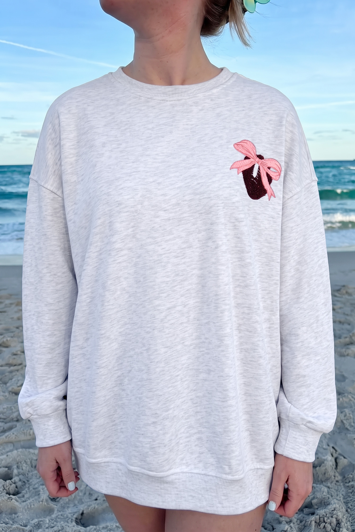Graphic Bow Sweatshirt, Women's Casual Long Sleeve Pullover - Detail View 14 Graphic Bow Sweatshirt, Women's Casual Long Sleeve Pullover - Detail View 14