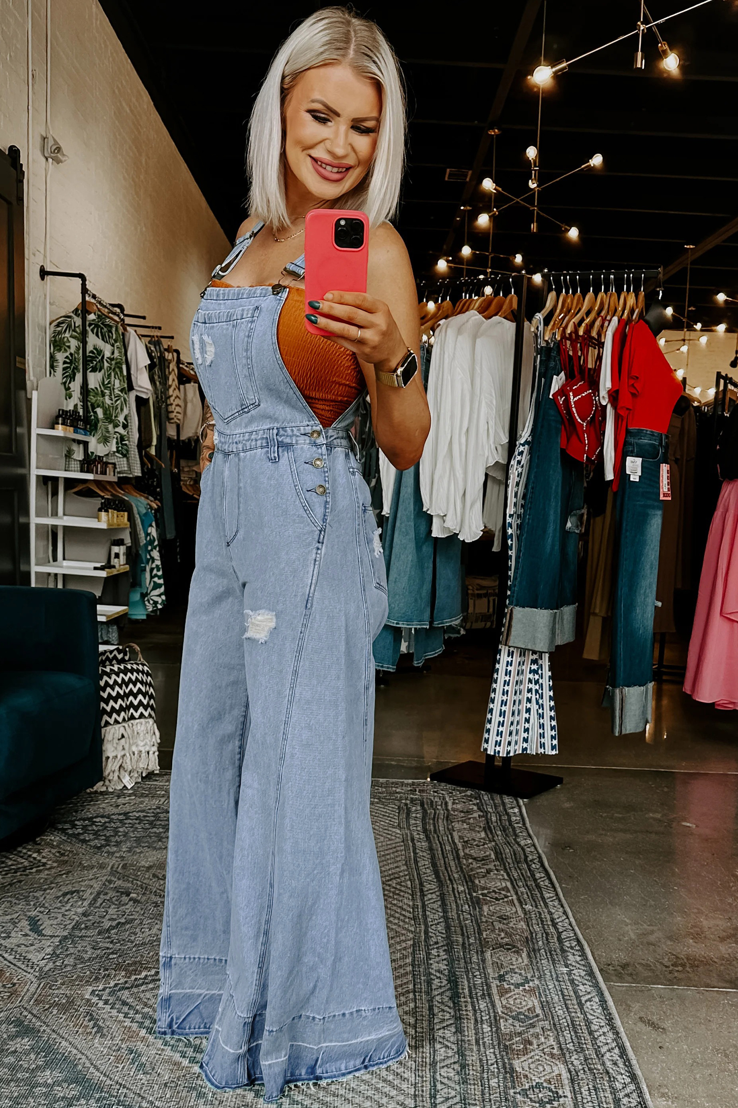 Vintage-Inspired Mist Blue Denim Jumpsuit – Relaxed Wide Leg Overalls for Daily Wear and Office Styling - Detail View 3 Vintage-Inspired Mist Blue Denim Jumpsuit – Relaxed Wide Leg Overalls for Daily Wear and Office Styling - Detail View 3