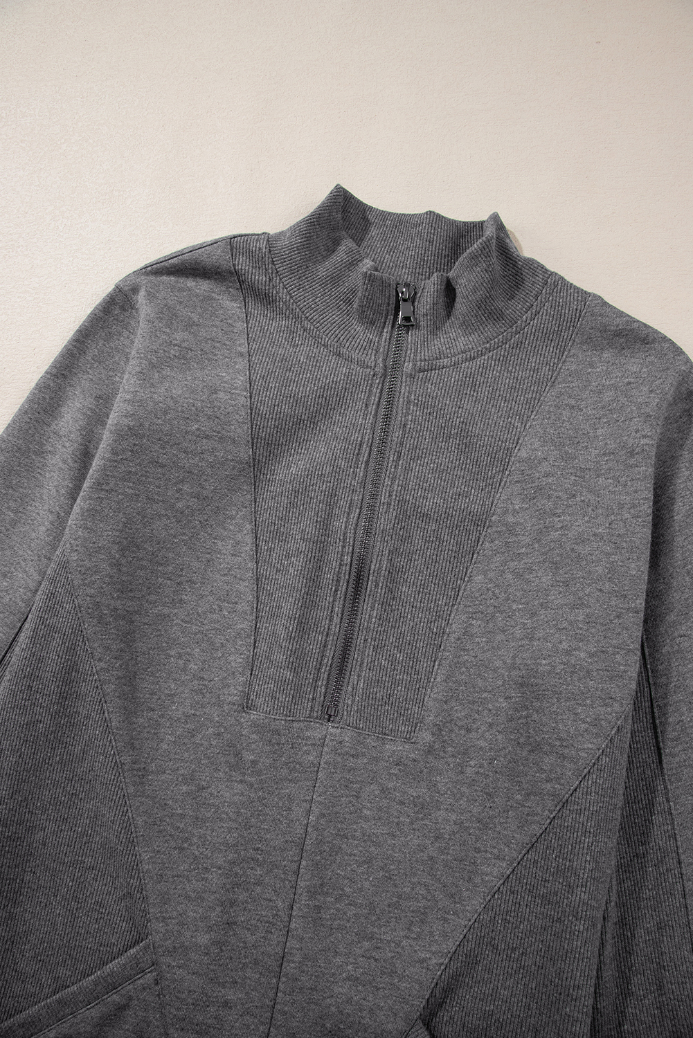 Women's Short Sheath Sweatshirt Dress – Dark Grey Collared Style for Autumn Outings - Detail View 15 Women's Short Sheath Sweatshirt Dress – Dark Grey Collared Style for Autumn Outings - Detail View 15
