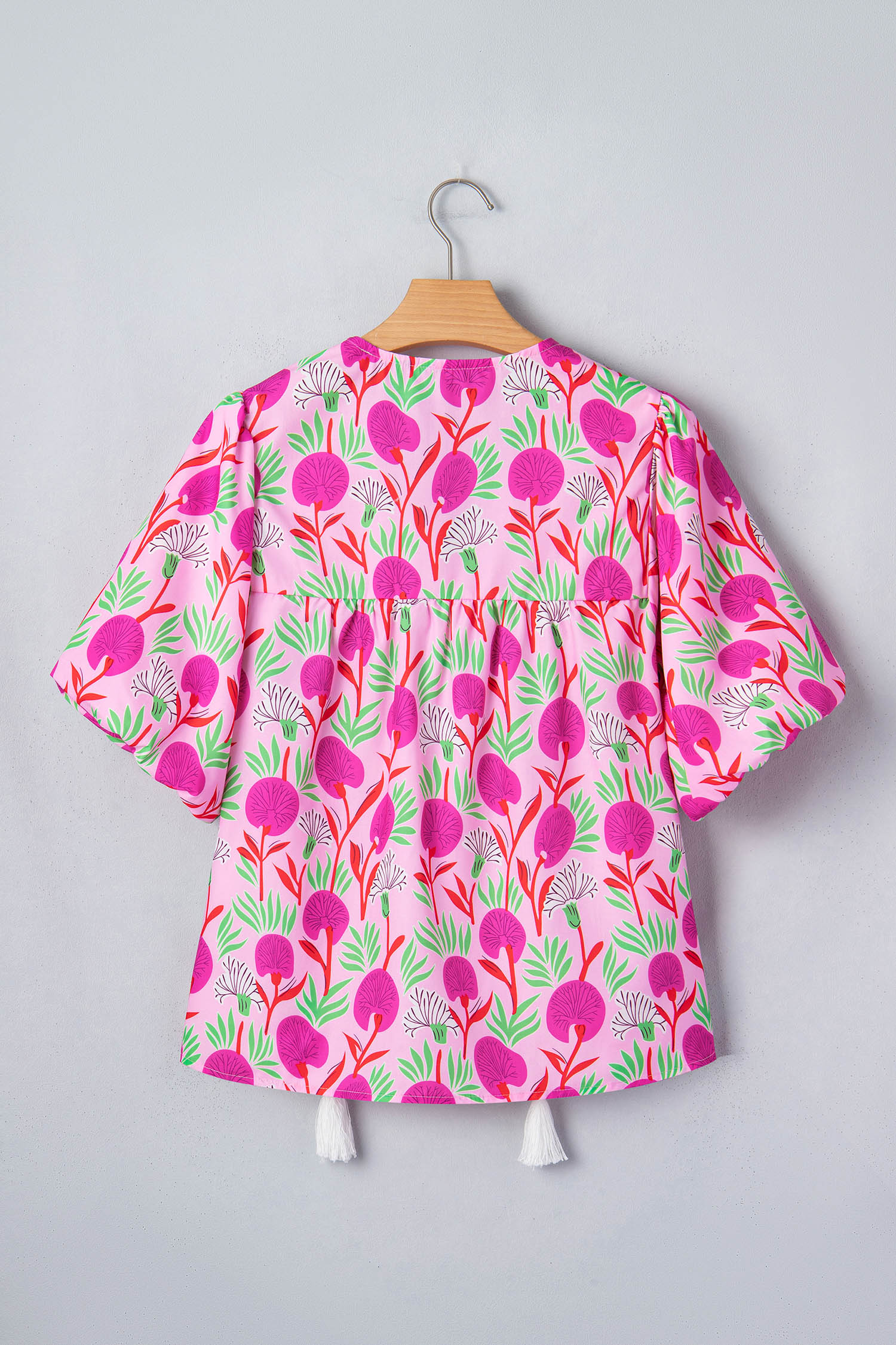 Boho Women's Short Sleeve Floral Blouse – Casual V Neck Patchwork Summer Top for Vacation - Detail View 11 Boho Women's Short Sleeve Floral Blouse – Casual V Neck Patchwork Summer Top for Vacation - Detail View 11