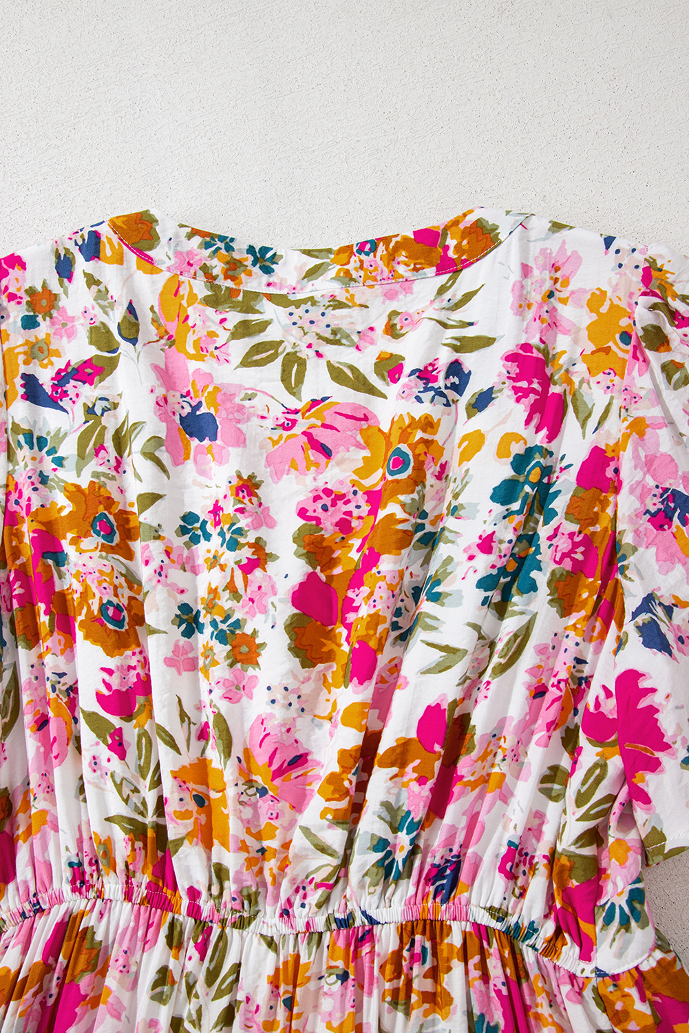 Women's Maxi Dress, Red Floral Dress, Short Sleeve, V Neck, High Waist, A-Line Silhouette, Summer Fashion, Elegant Dress, Feminine Style, Trendy Outfit, Vacation Wear, Wedding Guest Dress - Detail View 28 Women's Maxi Dress, Red Floral Dress, Short Sleeve, V Neck, High Waist, A-Line Silhouette, Summer Fashion, Elegant Dress, Feminine Style, Trendy Outfit, Vacation Wear, Wedding Guest Dress - Detail View 28