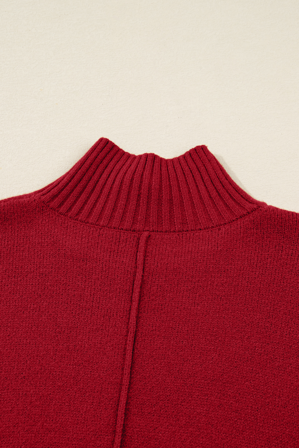 Women's Fiery Red Ribbed Shift Sweater Dress with Pockets – Casual Daily Wear - Detail View 13 Women's Fiery Red Ribbed Shift Sweater Dress with Pockets – Casual Daily Wear - Detail View 13