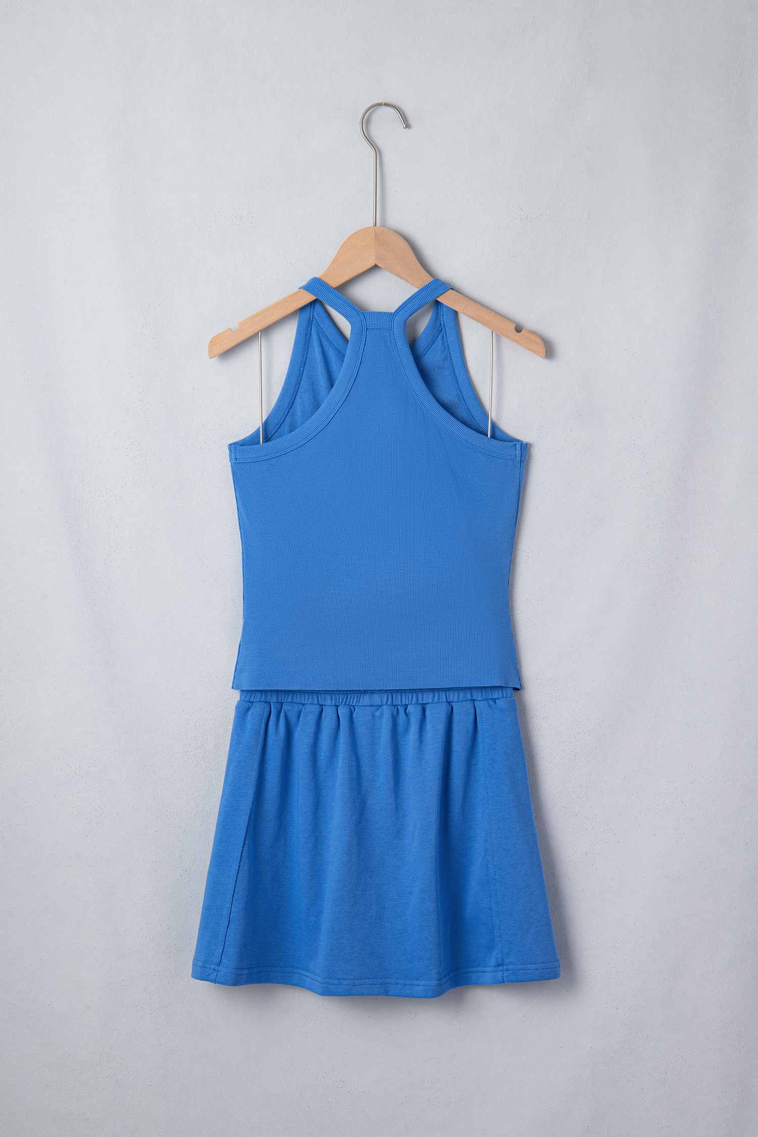 Casual Sky Blue Sleeveless Tank and Mini Skort Set – Comfortable Two-Piece Activewear for Women - Detail View 5 Casual Sky Blue Sleeveless Tank and Mini Skort Set – Comfortable Two-Piece Activewear for Women - Detail View 5