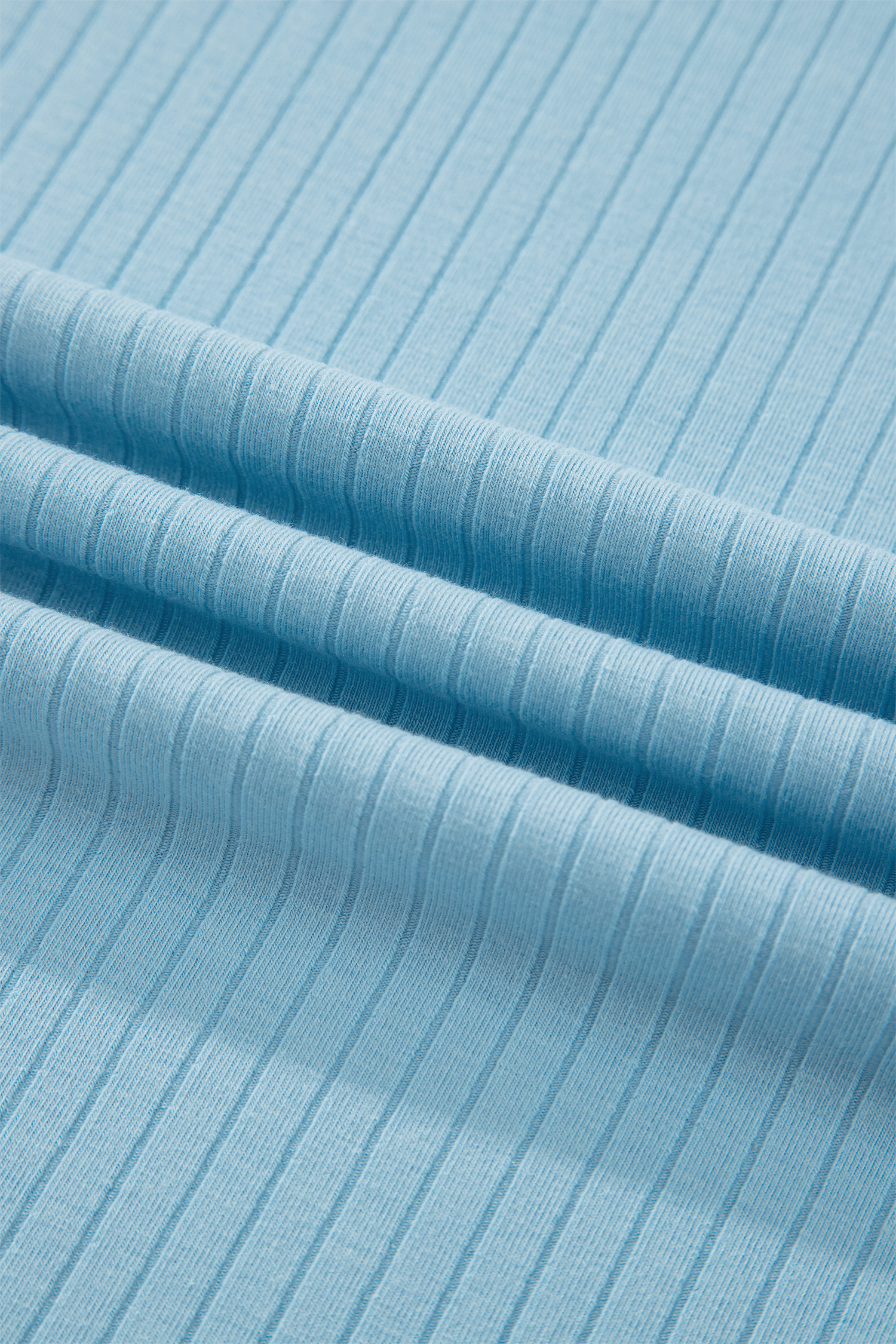 Summer Ribbed Lounge Set for Women - Short Sleeve Mist Blue Colorblock Top and High Waist Shorts - Detail View 8 Summer Ribbed Lounge Set for Women - Short Sleeve Mist Blue Colorblock Top and High Waist Shorts - Detail View 8