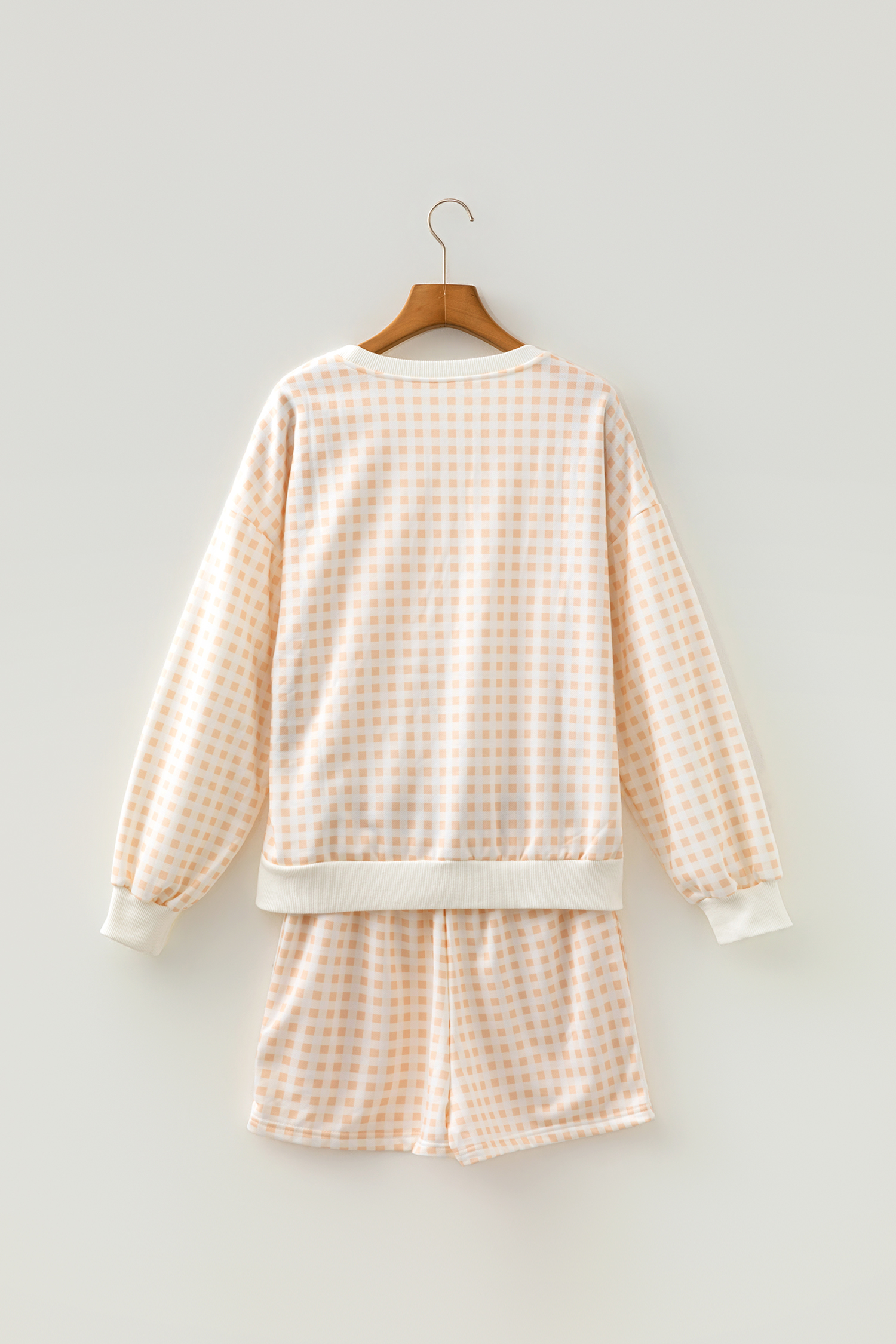 Women's Yellow Plaid 2-Piece Outfit – Cozy Round Neck Pullover - Detail View 6 Women's Yellow Plaid 2-Piece Outfit – Cozy Round Neck Pullover - Detail View 6