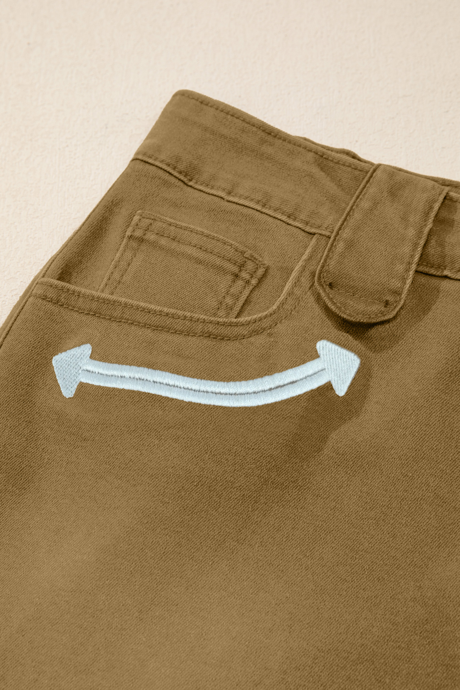 Western Denim Shorts, Khaki Arrow Detail For Women - Detail View 11 Western Denim Shorts, Khaki Arrow Detail For Women - Detail View 11