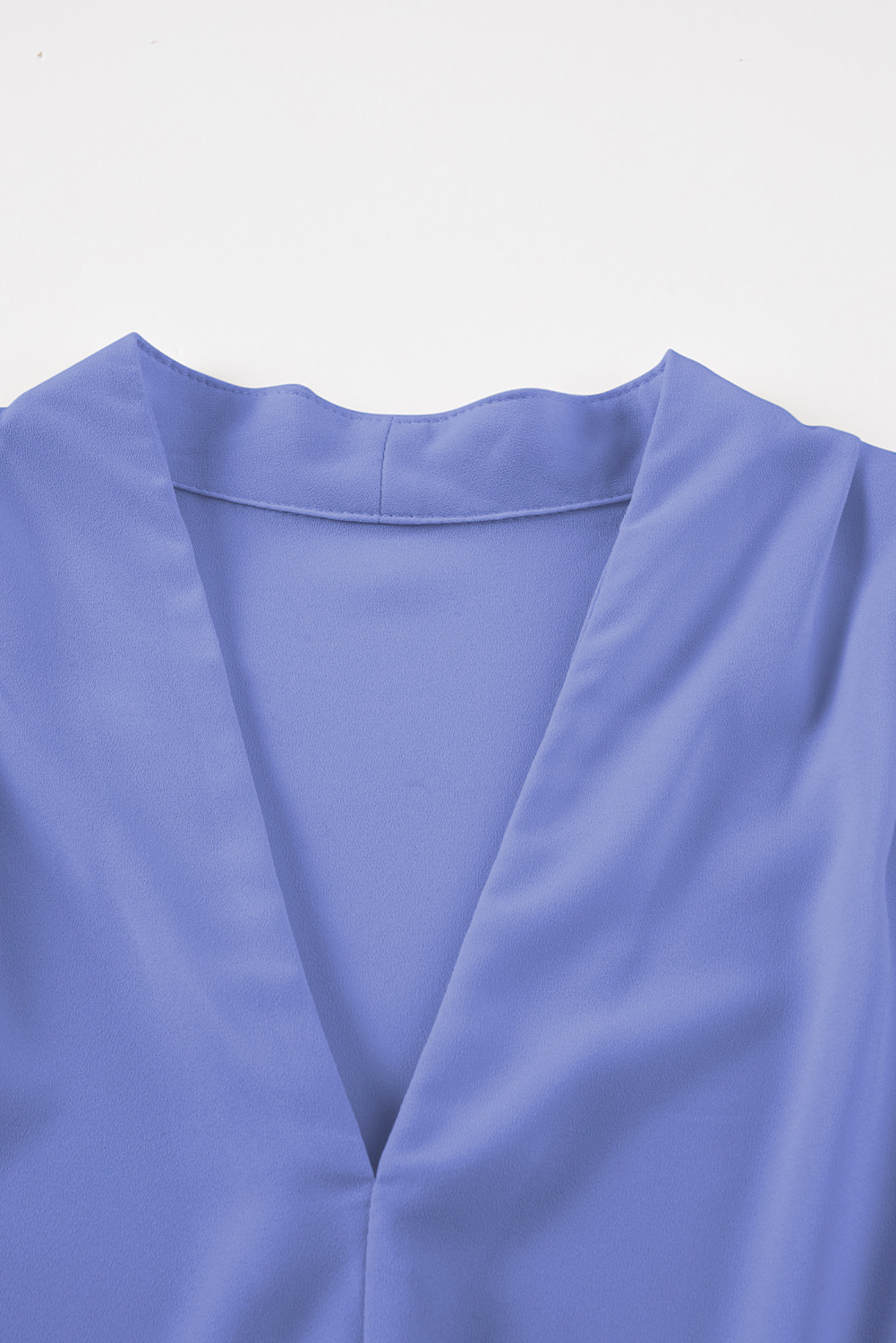 Modern Women's Solid Sky Blue Shift Blouse – Breezy V-Neck Long Sleeve Top for Spring - Detail View 14 Modern Women's Solid Sky Blue Shift Blouse – Breezy V-Neck Long Sleeve Top for Spring - Detail View 14