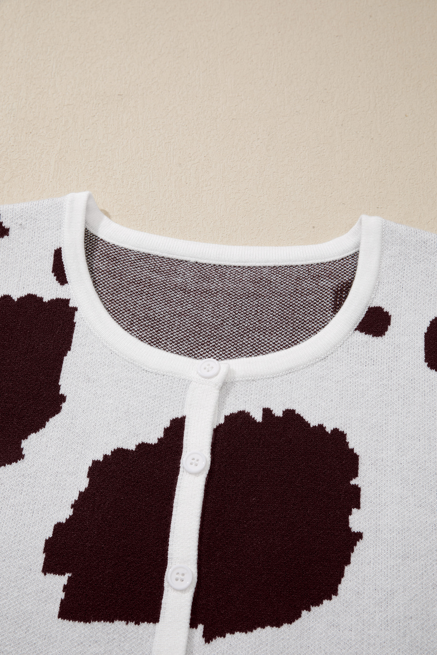 Sleeveless Western Print Knit Vest for Women – Summer Round Neck Button Down Sweater, White Cow Pattern - Detail View 11 Sleeveless Western Print Knit Vest for Women – Summer Round Neck Button Down Sweater, White Cow Pattern - Detail View 11