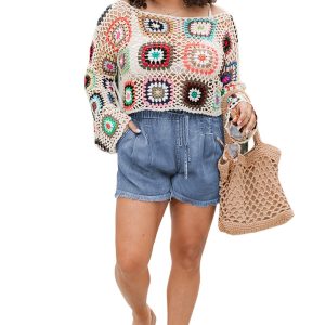 Women's Plus Size Dusk Blue Raw Hem Lace-up High Waist Denim Shorts - Main View