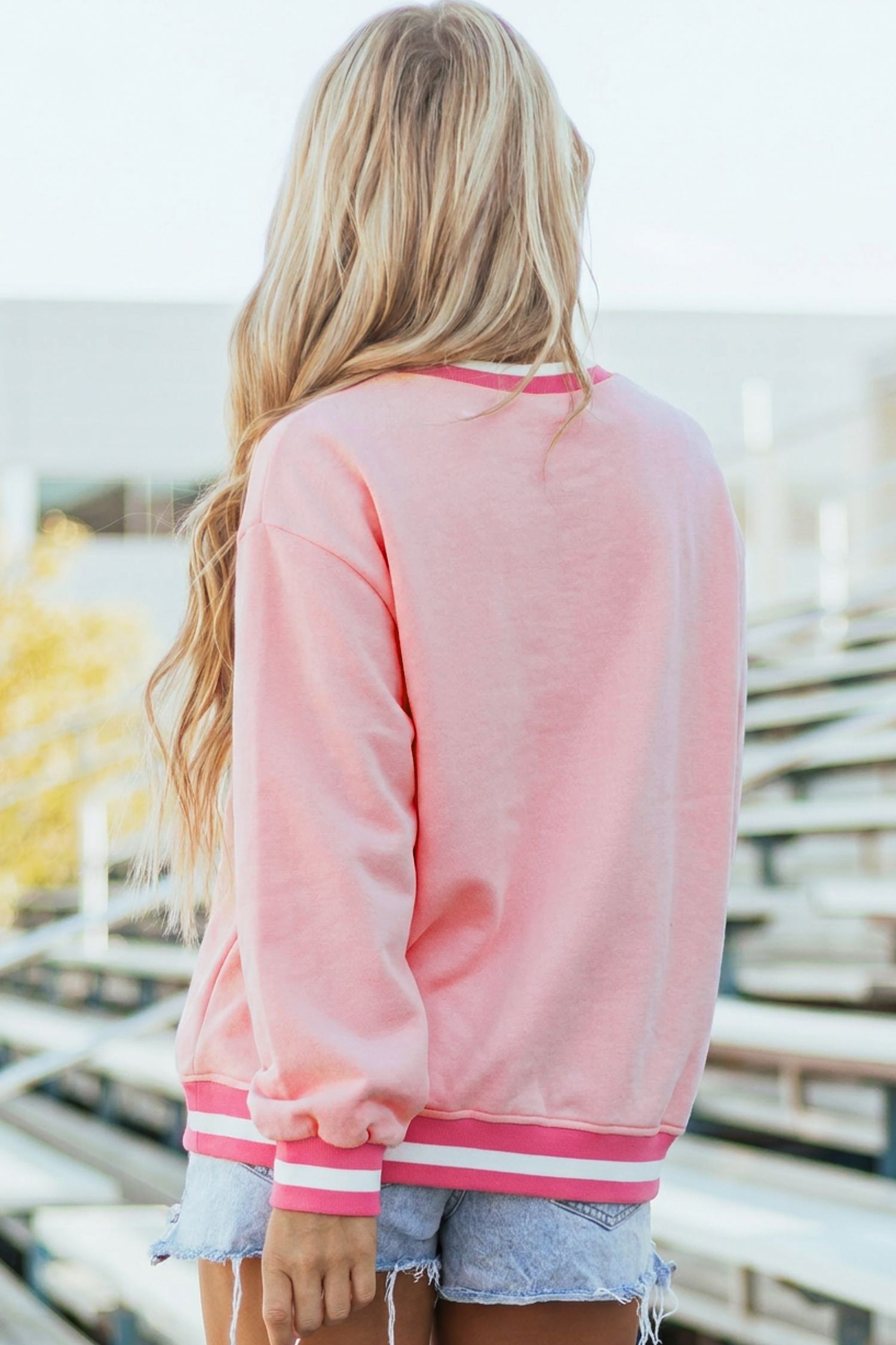 Long Sleeve Sequin Sweatshirt, Women's Casual Preppy Pullover - Detail View 3 Long Sleeve Sequin Sweatshirt, Women's Casual Preppy Pullover - Detail View 3