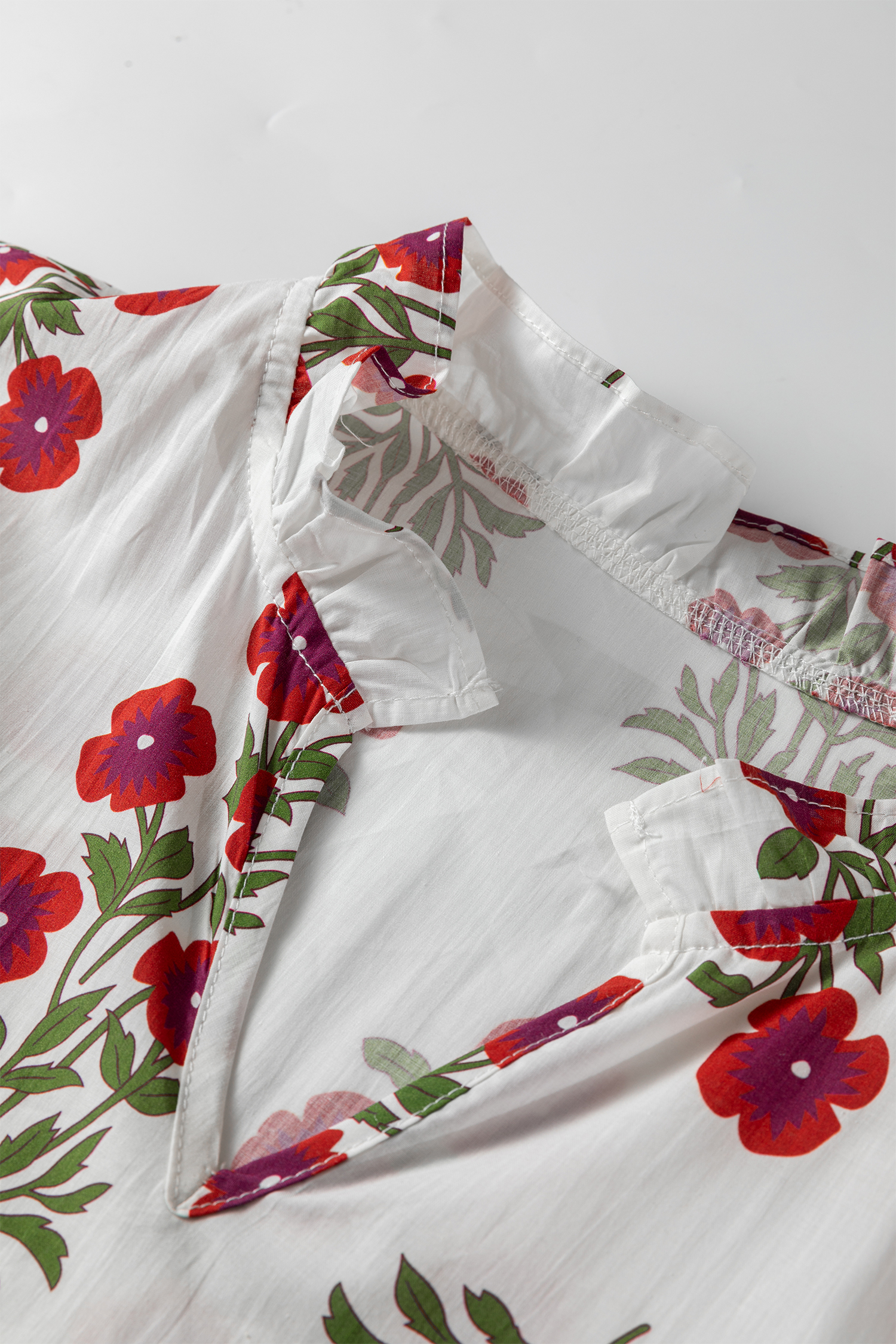 Chic White Floral V Neck Mini Dress for Women – Perfect for Graduation and Daily Wear - Detail View 14 Chic White Floral V Neck Mini Dress for Women – Perfect for Graduation and Daily Wear - Detail View 14
