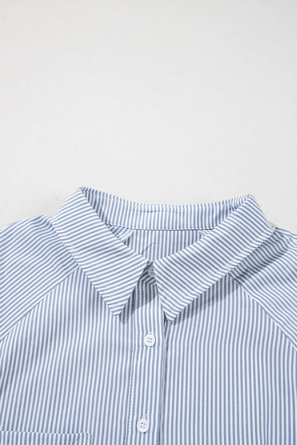 Modern Gray Pinstripe Shirt – Women's Fall Casual Blouse - Detail View 9 Modern Gray Pinstripe Shirt – Women's Fall Casual Blouse - Detail View 9