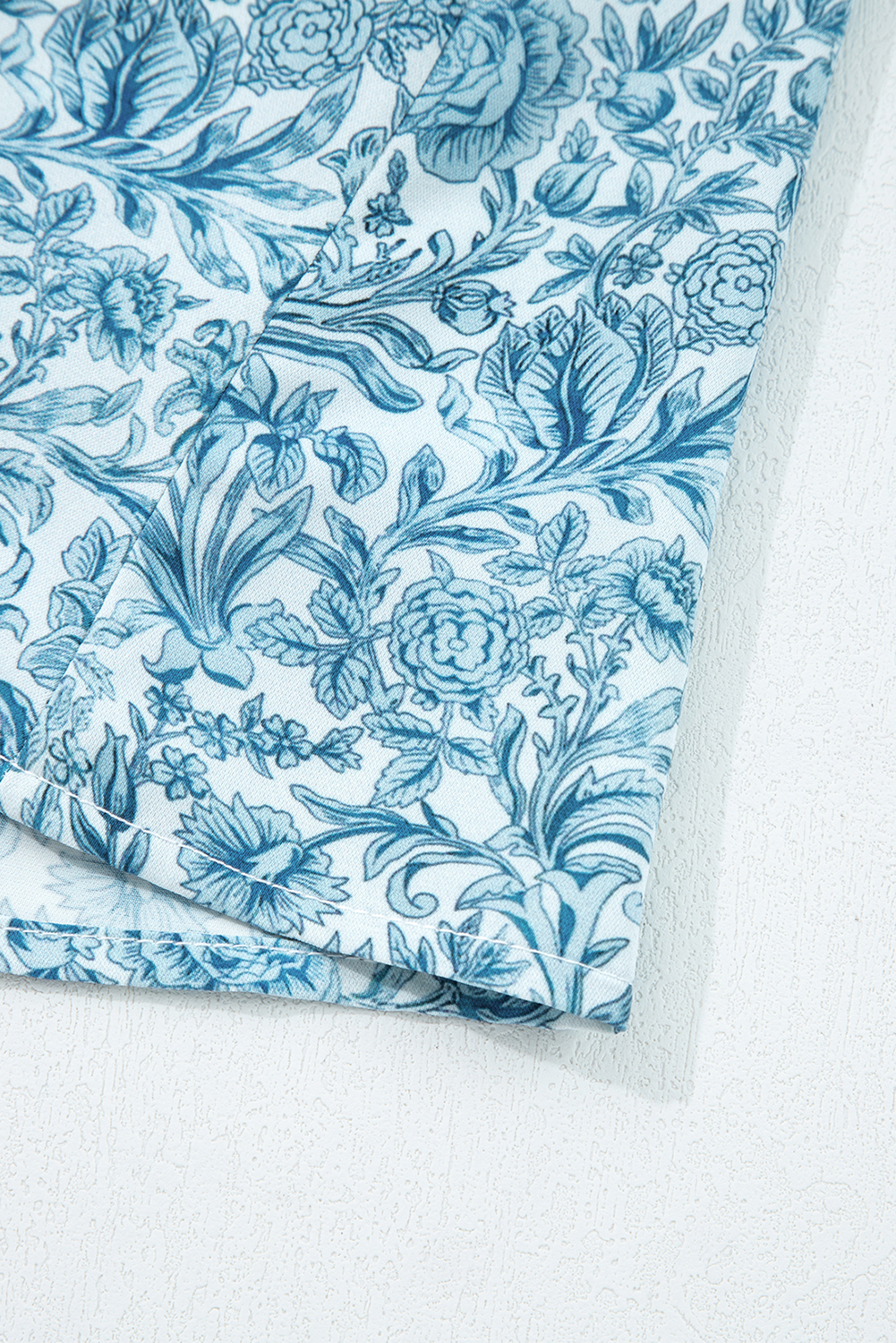 Women's Shirt, Sky Blue, Floral Print, Puff Sleeve, Long Sleeve, Casual Wear, Daily Outfit, Fall Fashion, Elegant Style, Shift Silhouette, Stand Neck, 100% Polyester, Southern Belle Style - Detail View 12 Women's Shirt, Sky Blue, Floral Print, Puff Sleeve, Long Sleeve, Casual Wear, Daily Outfit, Fall Fashion, Elegant Style, Shift Silhouette, Stand Neck, 100% Polyester, Southern Belle Style - Detail View 12