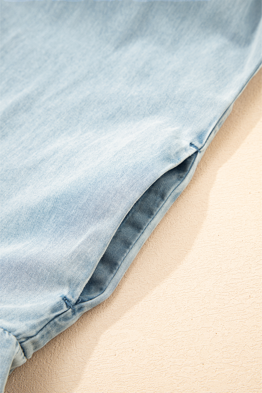 Cotton Chambray Dress, Women Light Summer Shift Mini - Detail View 9 Cotton Chambray Dress, Women Light Summer Shift Mini - Detail View 9