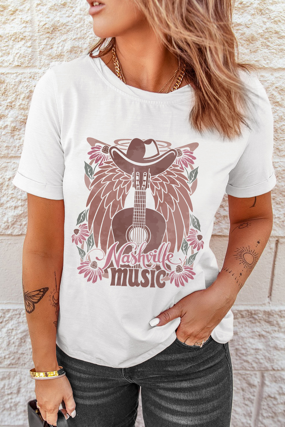 Summer Graphic Tee for Women - Relaxed Fit White T-Shirt for Music Events - Detail View 7 Summer Graphic Tee for Women - Relaxed Fit White T-Shirt for Music Events - Detail View 7