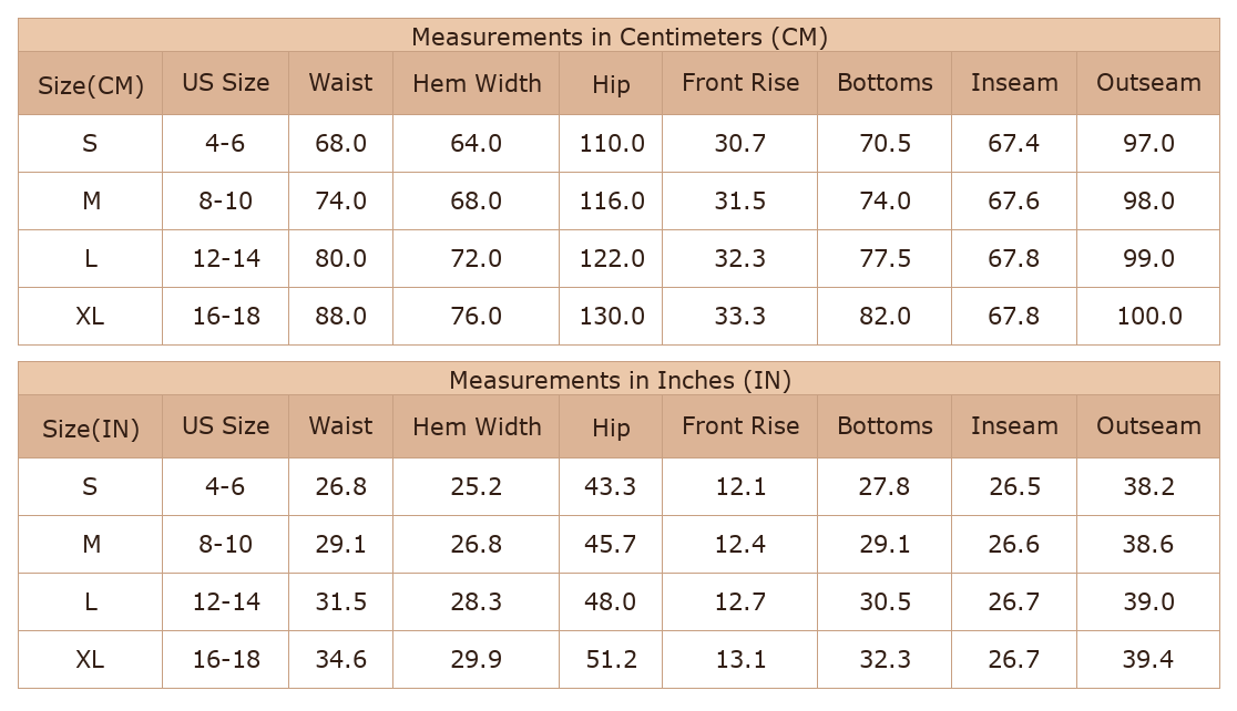 Women's Corduroy Wide Leg Pants, High Waisted Casual Trousers - Size Chart & Details Women's Corduroy Wide Leg Pants, High Waisted Casual Trousers - Size Chart & Details