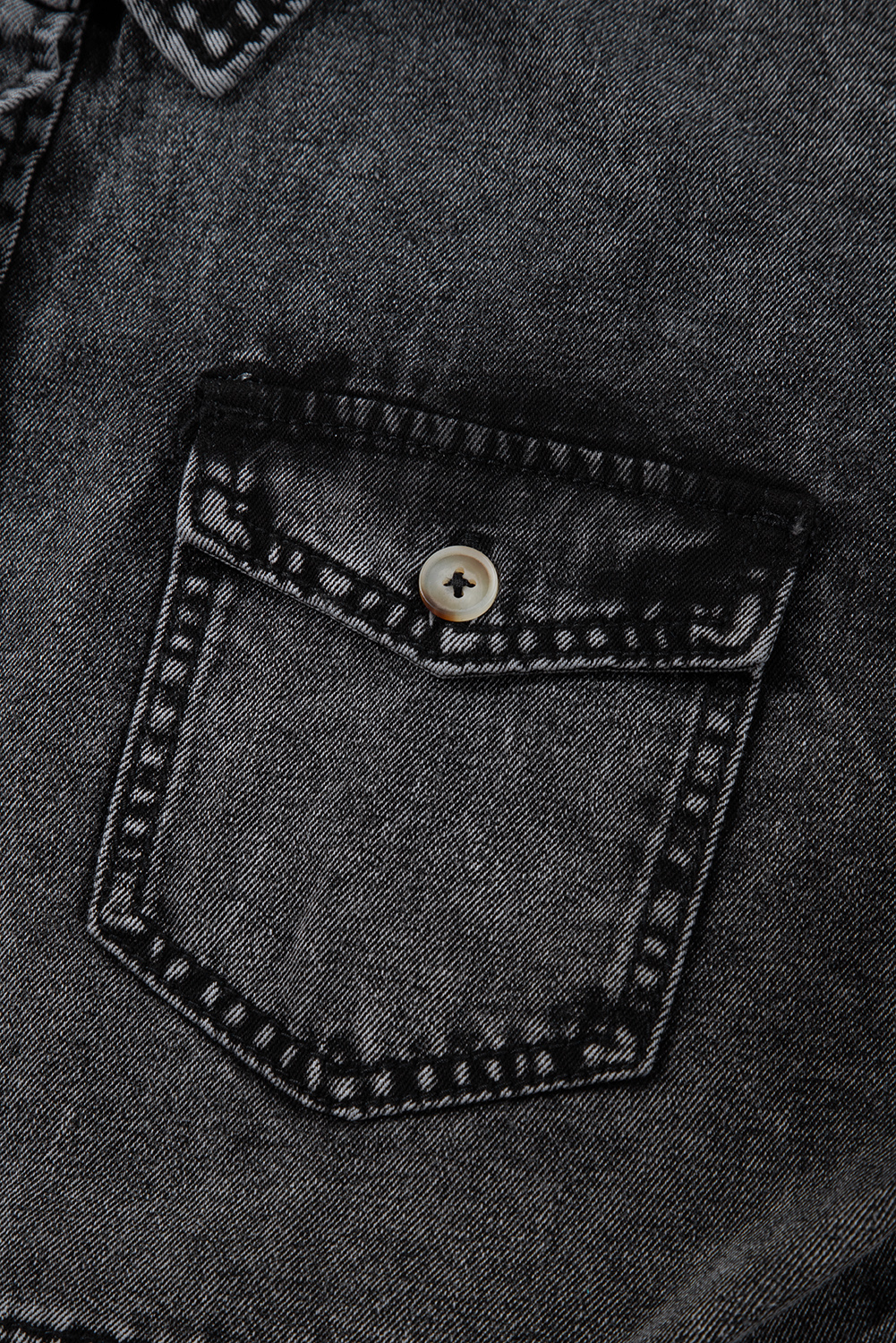 Women's Denim Shirt, Black Shirt, Short Sleeve, Flap Pocket, Button Up, Casual Style, Solid Color, Summer Fashion, Relaxed Fit, Laid Back Vibe, Wardrobe Essential, Tops, Blouses & Shirts - Detail View 16 Women's Denim Shirt, Black Shirt, Short Sleeve, Flap Pocket, Button Up, Casual Style, Solid Color, Summer Fashion, Relaxed Fit, Laid Back Vibe, Wardrobe Essential, Tops, Blouses & Shirts - Detail View 16