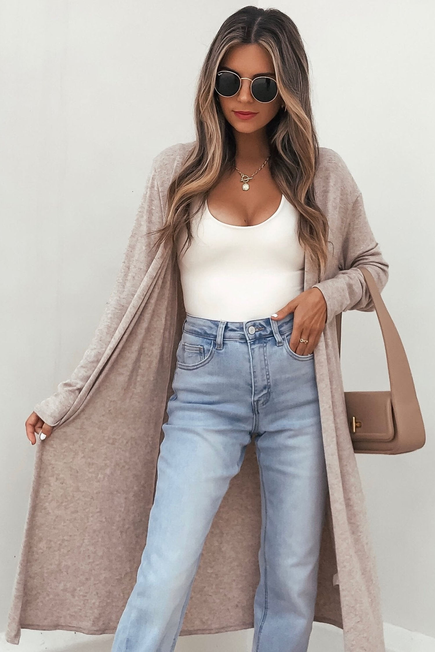 Women's Stretch Knit Cardigan, Cozy Long Sleeve Wear - Detail View 3 Women's Stretch Knit Cardigan, Cozy Long Sleeve Wear - Detail View 3