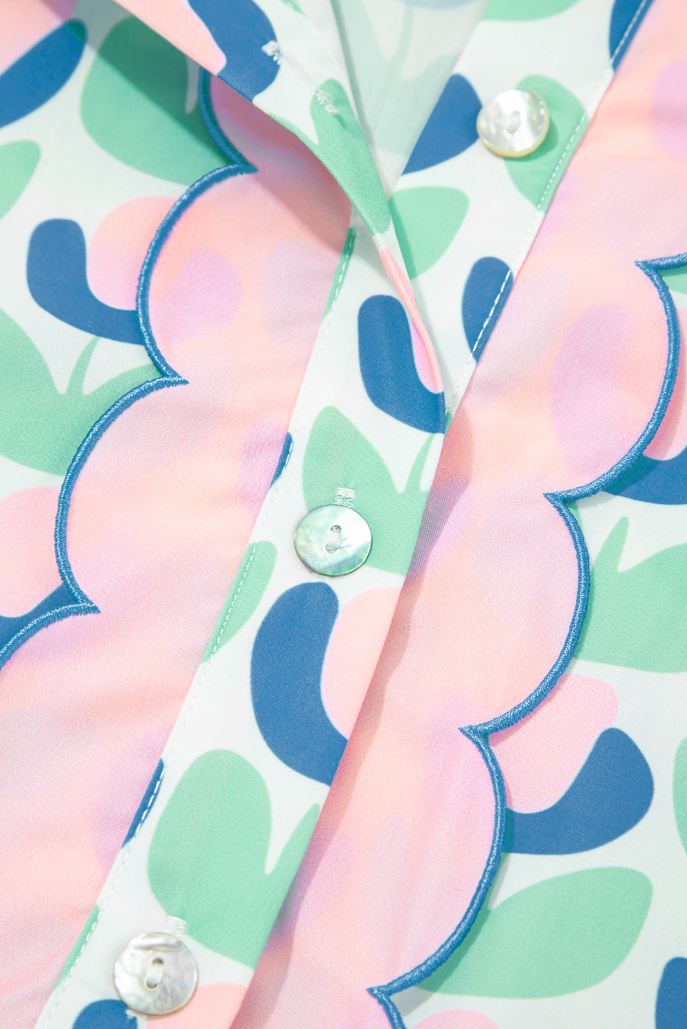 Women's Dress, Green Floral Print, Long Sleeve, Mini Dress, Notched Neck, Scalloped Detail, Casual Style, Spring Fashion, Daily Wear, H-Line Silhouette, Comfortable Dress, Elegant Design, Floral Pattern - Detail View 32 Women's Dress, Green Floral Print, Long Sleeve, Mini Dress, Notched Neck, Scalloped Detail, Casual Style, Spring Fashion, Daily Wear, H-Line Silhouette, Comfortable Dress, Elegant Design, Floral Pattern - Detail View 32