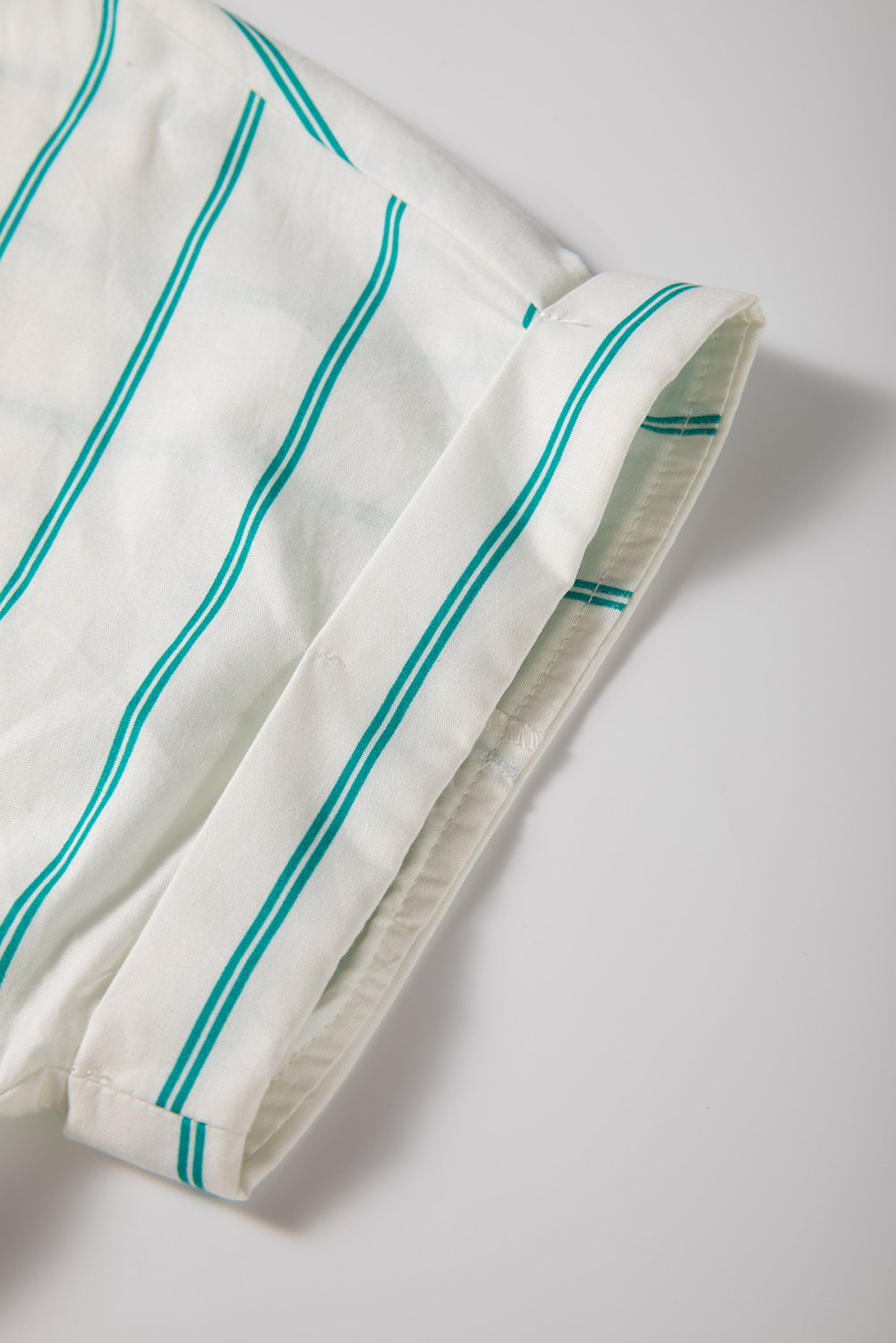 Women's Mint Green St. Patrick's Striped Wide Short Sleeve Shift Mini Shirt Dress - Detail View 9 Women's Mint Green St. Patrick's Striped Wide Short Sleeve Shift Mini Shirt Dress - Detail View 9