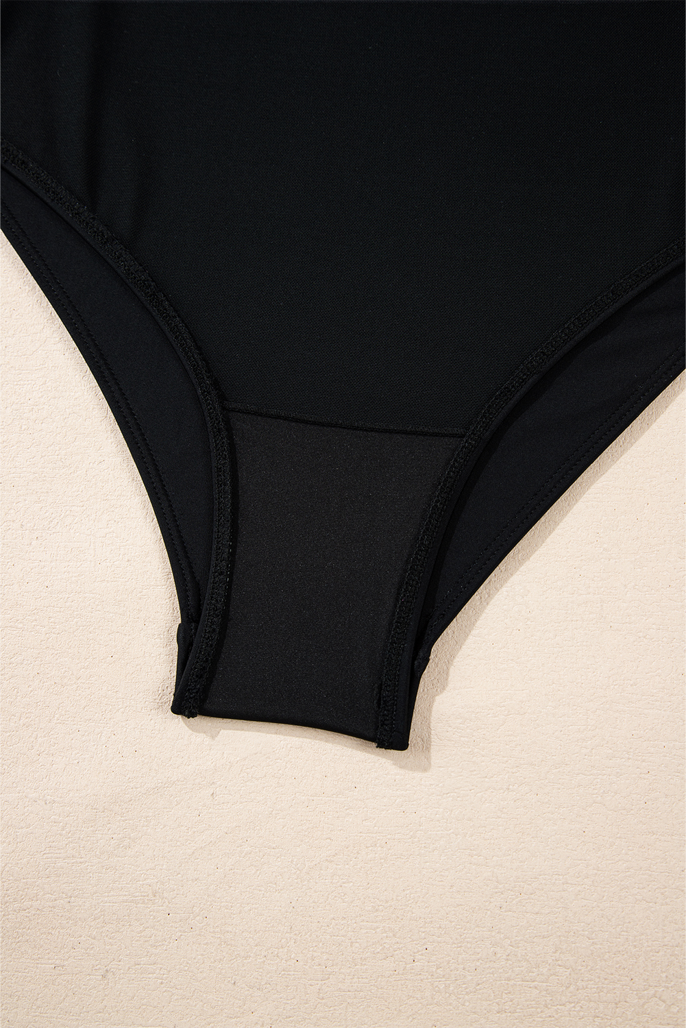 Sleek Black One Piece Swimsuit - Colorblock Trim and Adjustable Waist Tie - Detail View 14 Sleek Black One Piece Swimsuit - Colorblock Trim and Adjustable Waist Tie - Detail View 14