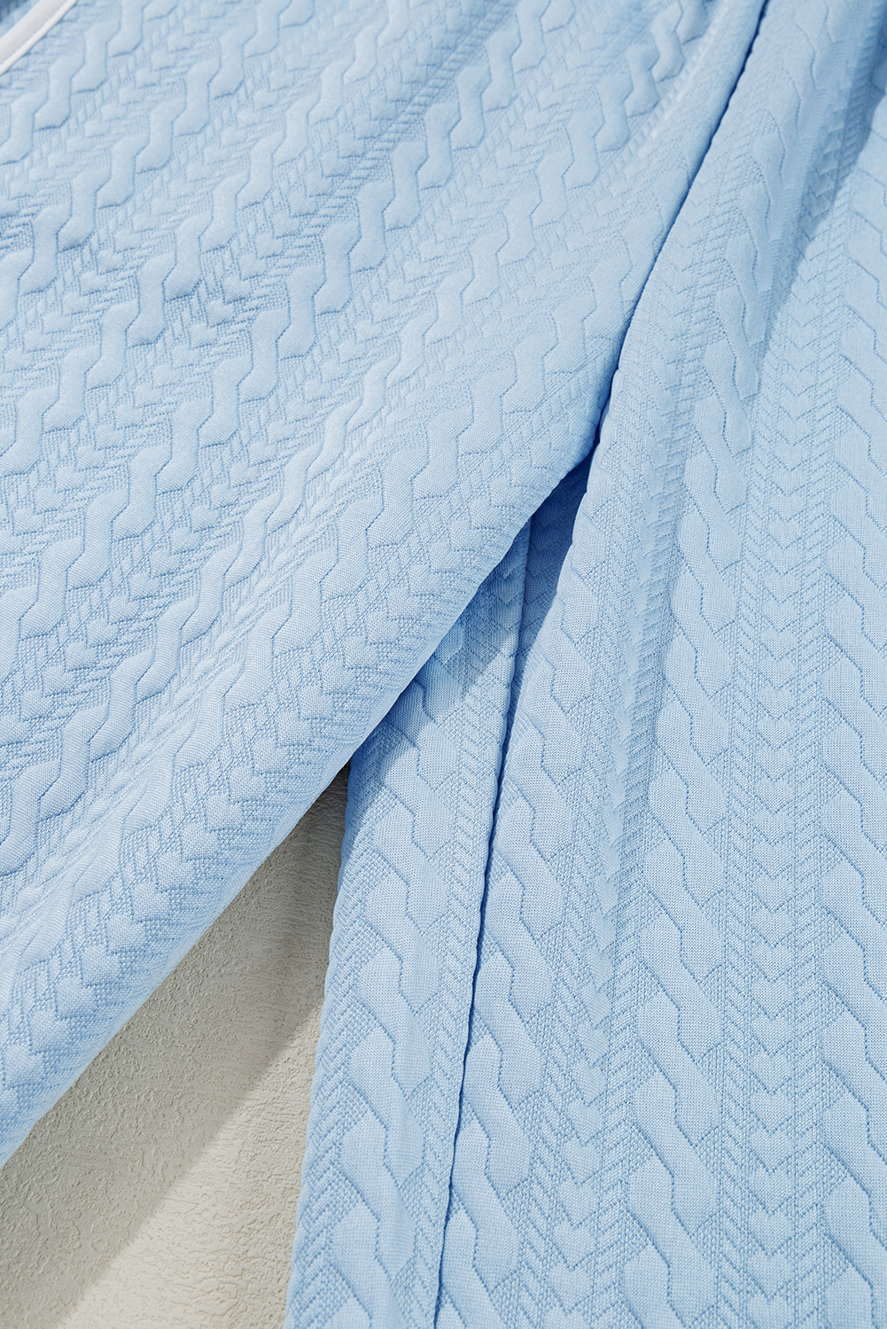 Women's Set, Beau Blue, Textured Fabric, Colorblock Edges, Tank Top, High Waist Pants, Casual Style, Summer Fashion, Sleeveless, Pocket Detail, Wide Leg Pants, Flattering Silhouette, Daily Wear, Two-Piece Sets, Comfortable Outfit - Detail View 8 Women's Set, Beau Blue, Textured Fabric, Colorblock Edges, Tank Top, High Waist Pants, Casual Style, Summer Fashion, Sleeveless, Pocket Detail, Wide Leg Pants, Flattering Silhouette, Daily Wear, Two-Piece Sets, Comfortable Outfit - Detail View 8