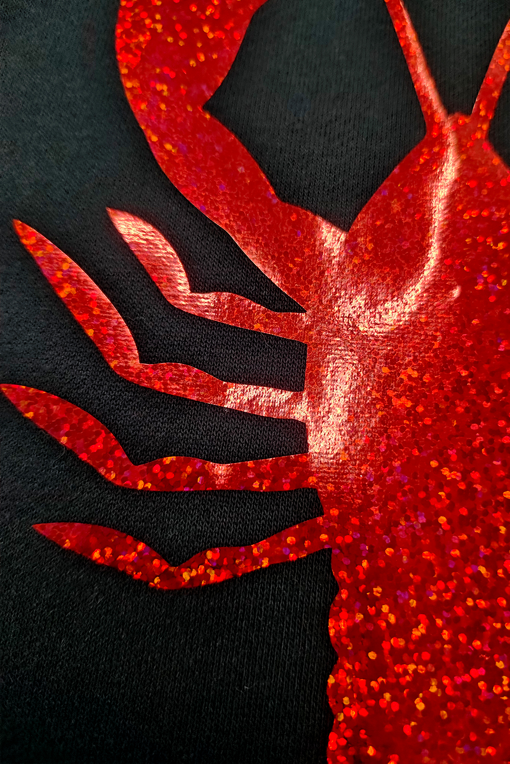 Playful Crawfish Print T-Shirt with Shimmering Finish for Women - Detail View 6 Playful Crawfish Print T-Shirt with Shimmering Finish for Women - Detail View 6