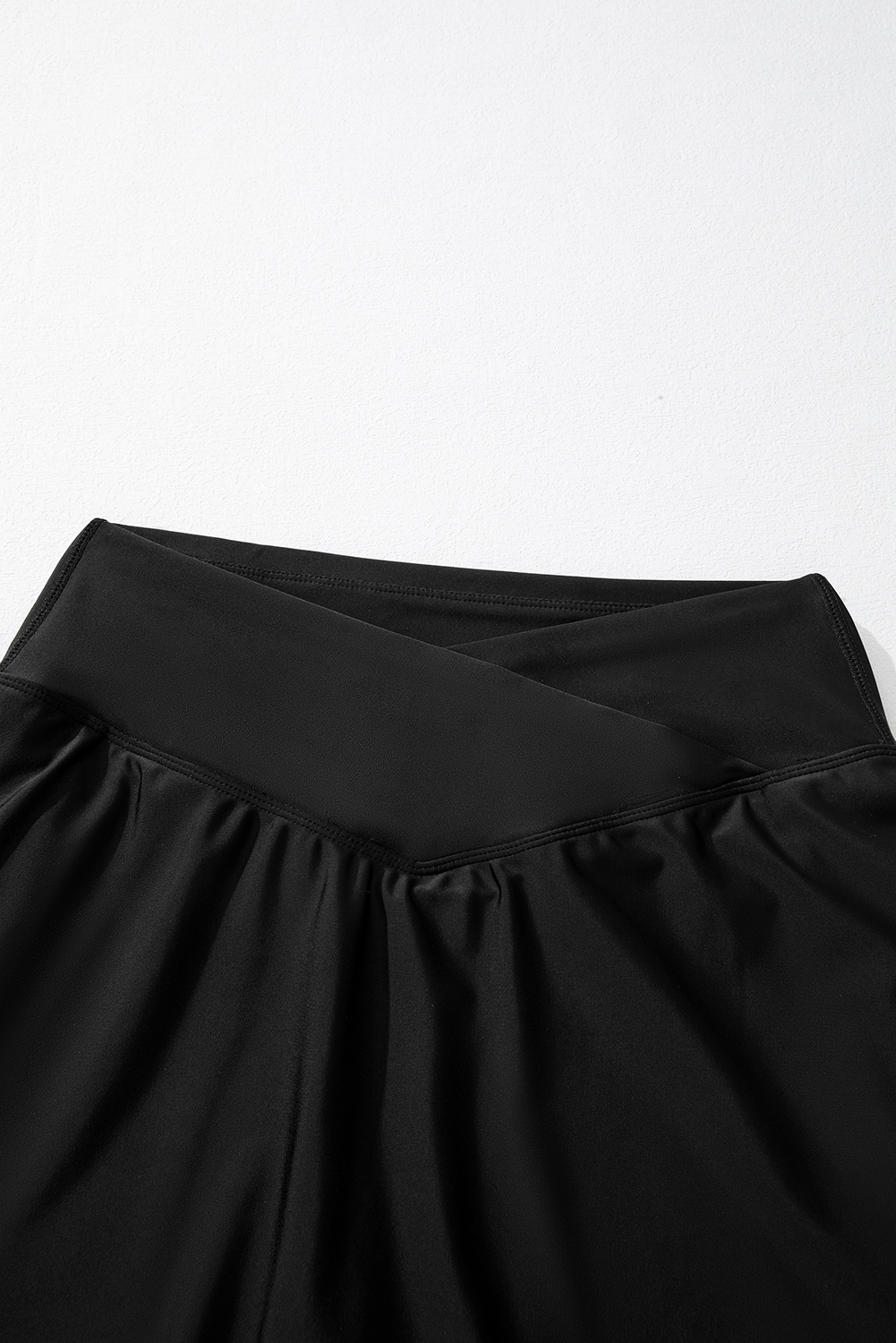 Women's Swim Skort, Black, High Waist, Crossover Design, Pockets, Solid Color, Active Style, Beachwear, Summer Swimwear, Comfortable, Versatile, Swim Bottoms, Sleek Aesthetic, Easy to Wear - Detail View 16 Women's Swim Skort, Black, High Waist, Crossover Design, Pockets, Solid Color, Active Style, Beachwear, Summer Swimwear, Comfortable, Versatile, Swim Bottoms, Sleek Aesthetic, Easy to Wear - Detail View 16