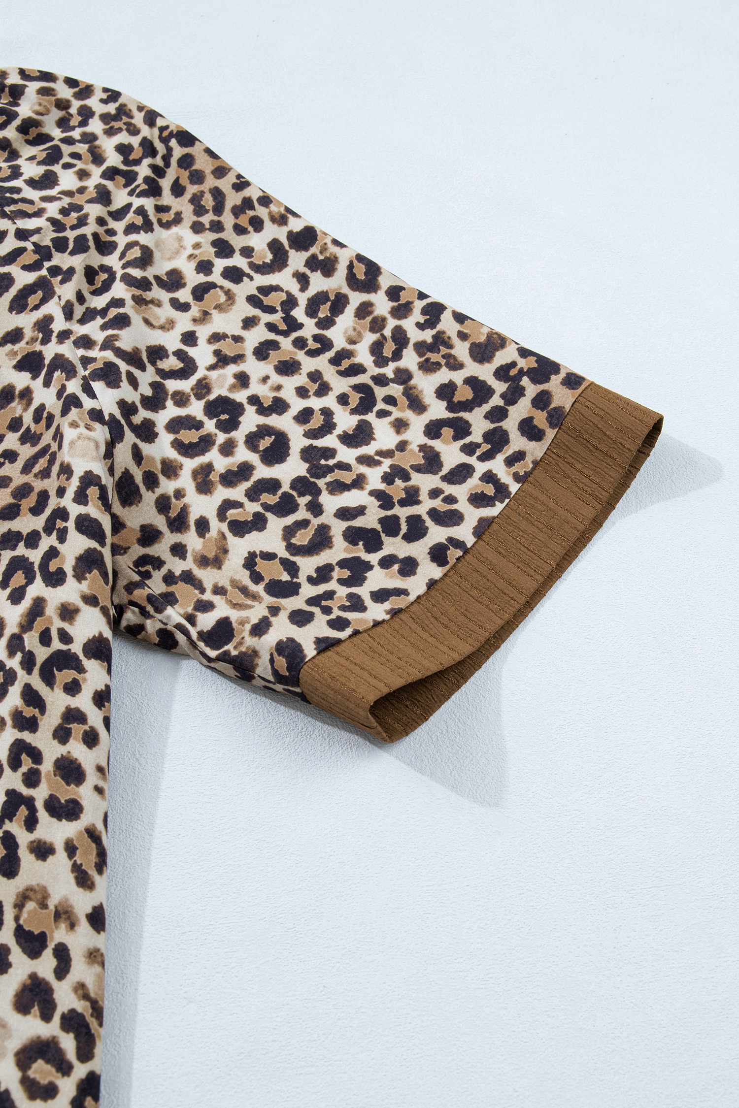 Women's Brown Leopard Print V Neck Blouse – Casual Summer Style for Every Day - Detail View 7 Women's Brown Leopard Print V Neck Blouse – Casual Summer Style for Every Day - Detail View 7