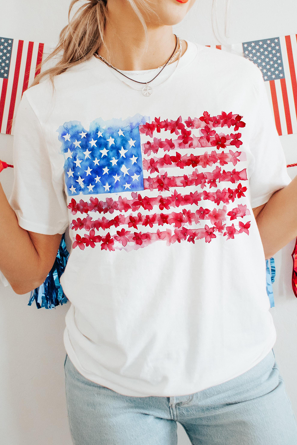 Comfortable and Lightweight Women's Graphic Tee - Perfect for Independence Day Celebrations - Detail View 7 Comfortable and Lightweight Women's Graphic Tee - Perfect for Independence Day Celebrations - Detail View 7