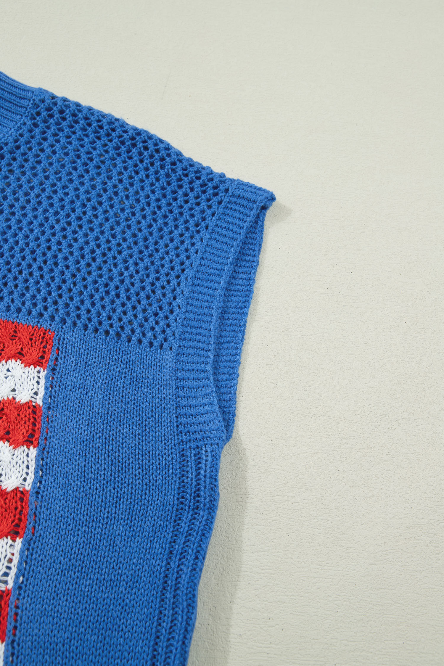 Casual Sky Blue Short Sleeve Sweater with Flag Graphic – Stylish Summer Top for Everyday Wear - Detail View 15 Casual Sky Blue Short Sleeve Sweater with Flag Graphic – Stylish Summer Top for Everyday Wear - Detail View 15