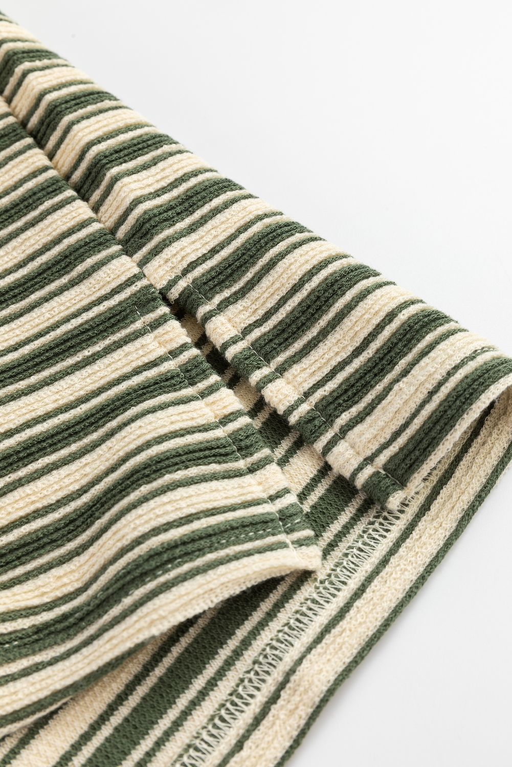 Women's T-Shirt, Green Stripe, Textured Fabric, Crew Neck, Dolman Sleeve, Casual Style, Side Slits, Summer Fashion, Daily Wear, Comfortable Fit, Classic Design, Versatile Top, Tops & Tees - Detail View 12 Women's T-Shirt, Green Stripe, Textured Fabric, Crew Neck, Dolman Sleeve, Casual Style, Side Slits, Summer Fashion, Daily Wear, Comfortable Fit, Classic Design, Versatile Top, Tops & Tees - Detail View 12