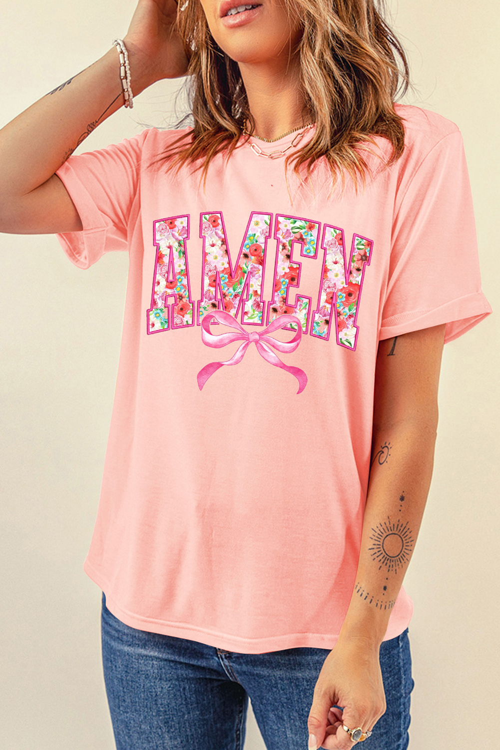 Comfortable and Breathable Women's Casual T-Shirt with Floral Design - Perfect for Daily Wear - Detail View 7 Comfortable and Breathable Women's Casual T-Shirt with Floral Design - Perfect for Daily Wear - Detail View 7