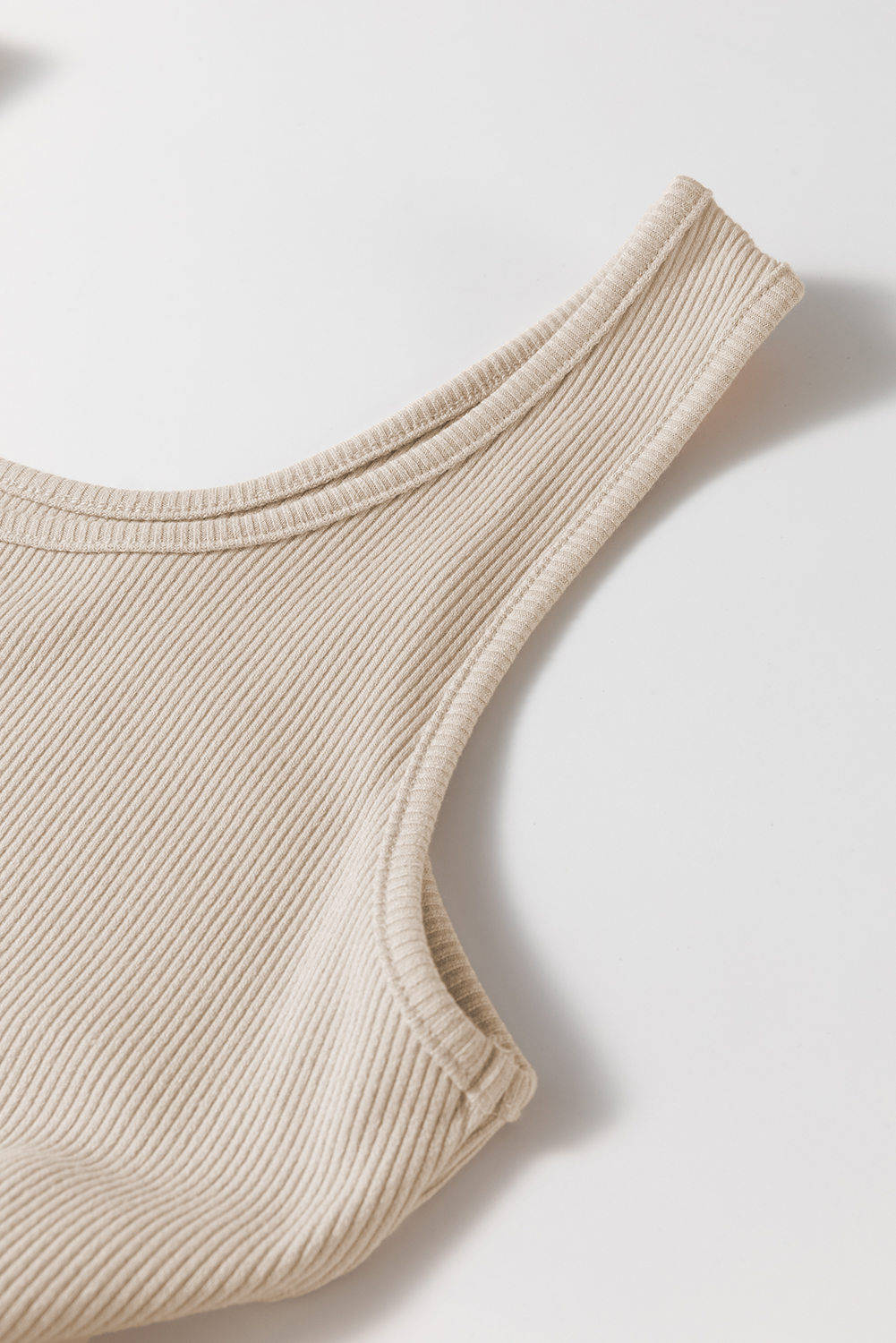 Women's Elegant Beige Scoop Neck Ribbed Bodice Pleated Sleeveless Maxi Dress - Detail View 9 Women's Elegant Beige Scoop Neck Ribbed Bodice Pleated Sleeveless Maxi Dress - Detail View 9