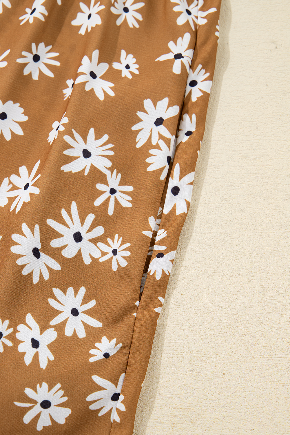 Women's Casual Khaki Plus Size Short Floral Dress for Everyday Southern Style - Detail View 9 Women's Casual Khaki Plus Size Short Floral Dress for Everyday Southern Style - Detail View 9