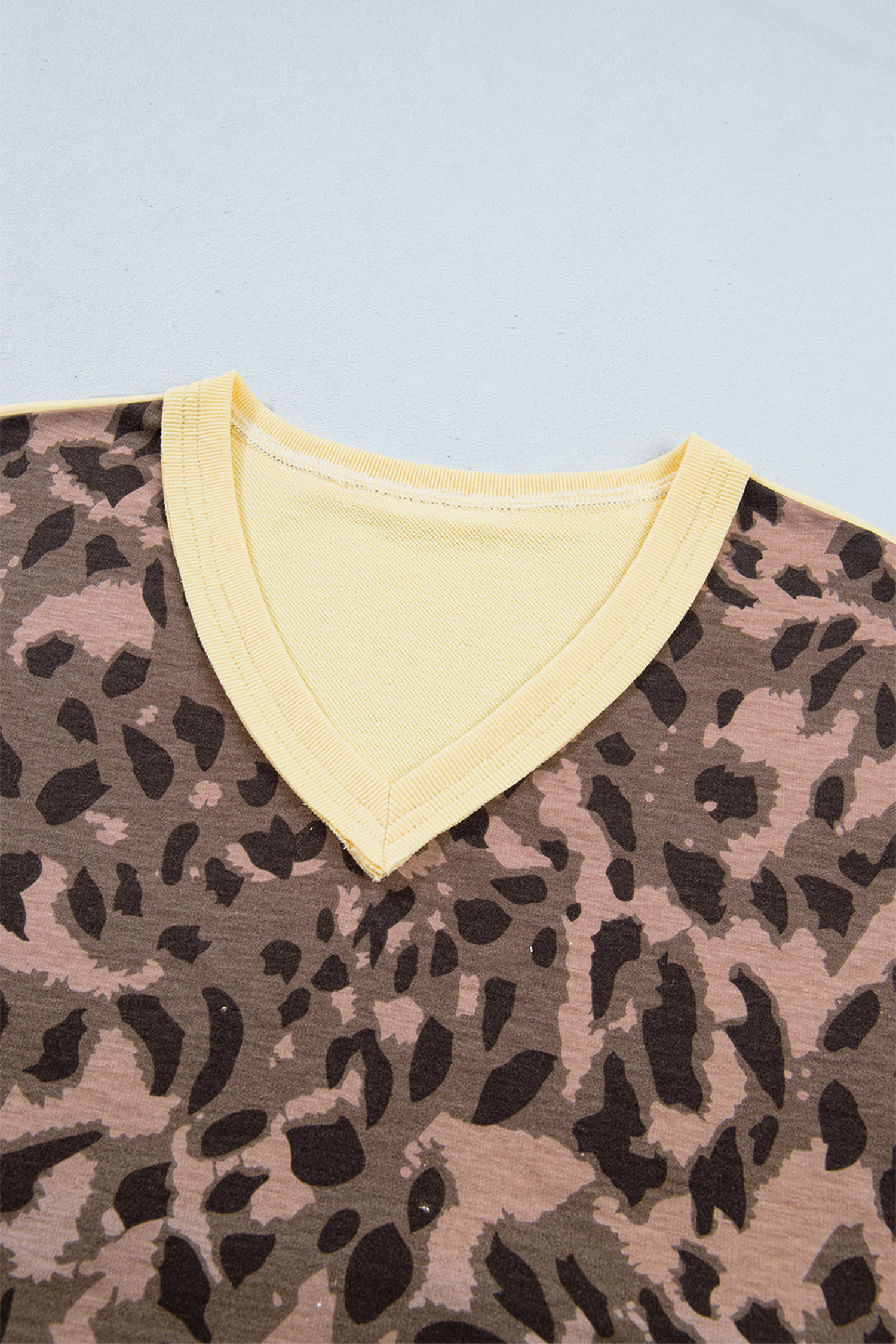 Women's Leopard Print Pant Set, Casual V Neck Lounge Wear - Detail View 7 Women's Leopard Print Pant Set, Casual V Neck Lounge Wear - Detail View 7