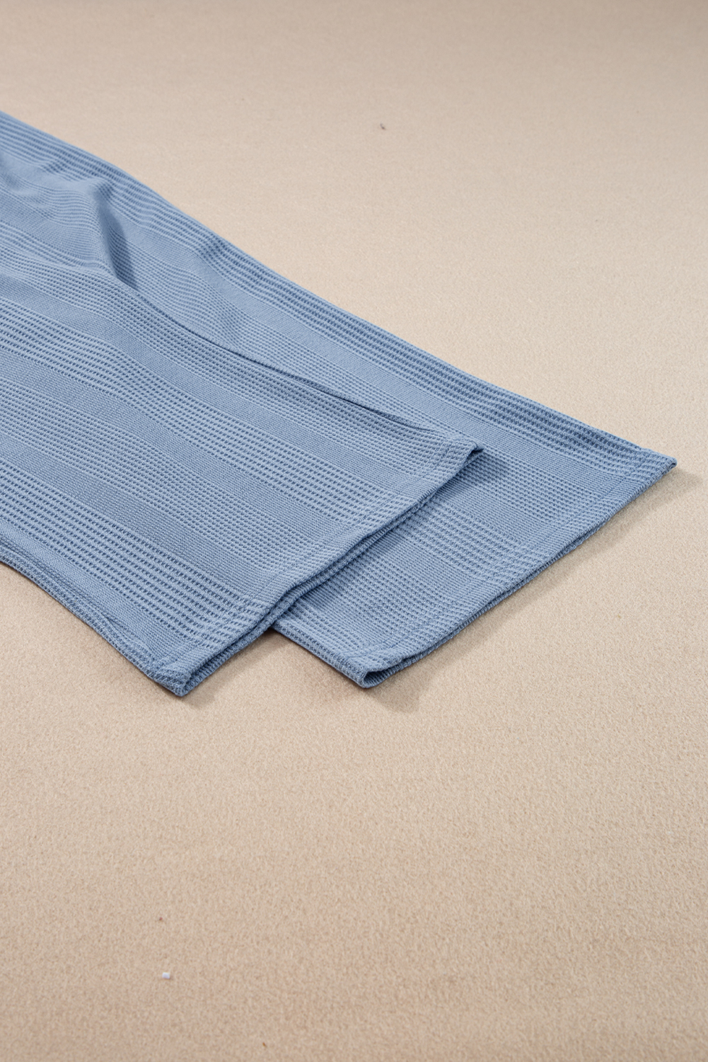 Women's Beau Blue Solid Color Ribbed Ruffle Tank Top and Pants Set - Detail View 17 Women's Beau Blue Solid Color Ribbed Ruffle Tank Top and Pants Set - Detail View 17