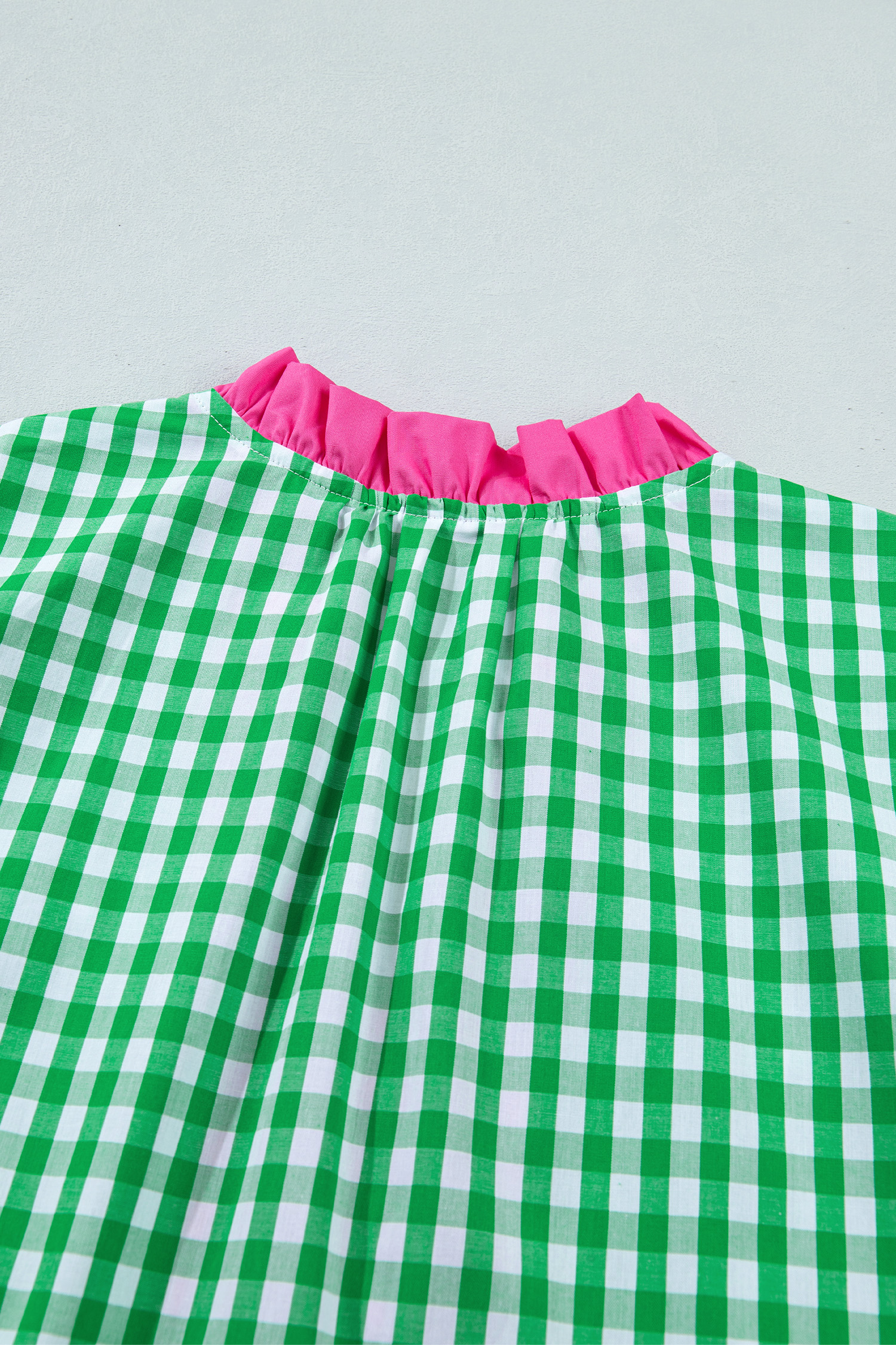 Women's Plaid Summer Dress – Casual Ruffle Midi Dress - Detail View 7 Women's Plaid Summer Dress – Casual Ruffle Midi Dress - Detail View 7