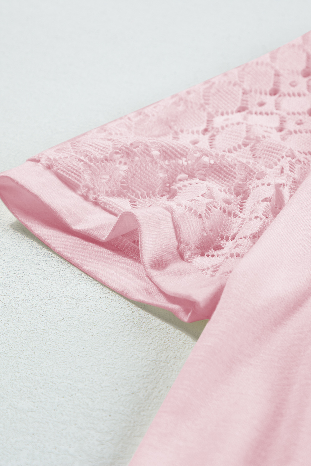 Chic Pink Seamed Detail Lace Tee for Women – Perfect for Daily Wear and Outings - Detail View 8 Chic Pink Seamed Detail Lace Tee for Women – Perfect for Daily Wear and Outings - Detail View 8