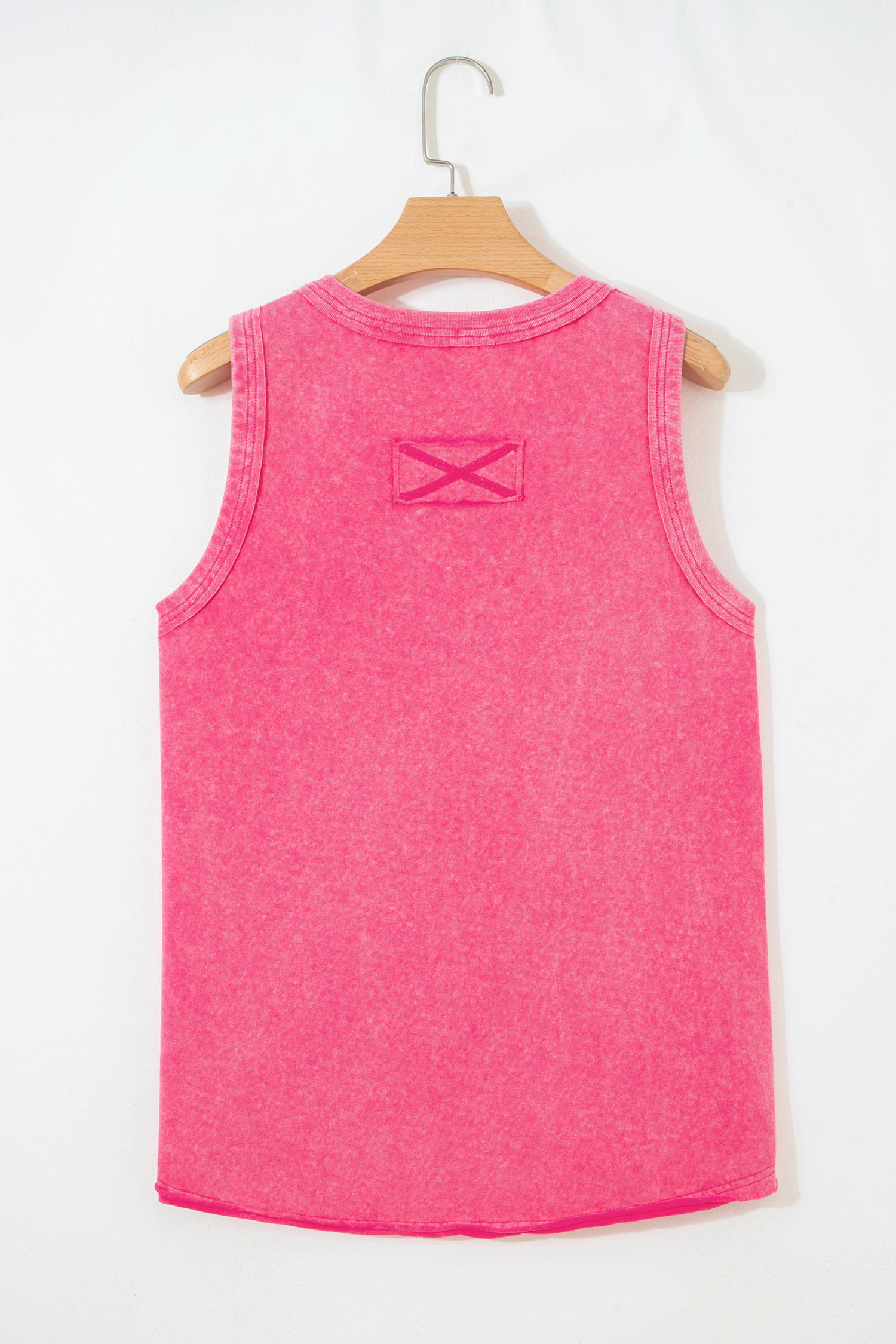 Stylish Rose Red Mineral Wash V Neck Tank Top for Women – Perfect for Daily Wear - Detail View 11 Stylish Rose Red Mineral Wash V Neck Tank Top for Women – Perfect for Daily Wear - Detail View 11