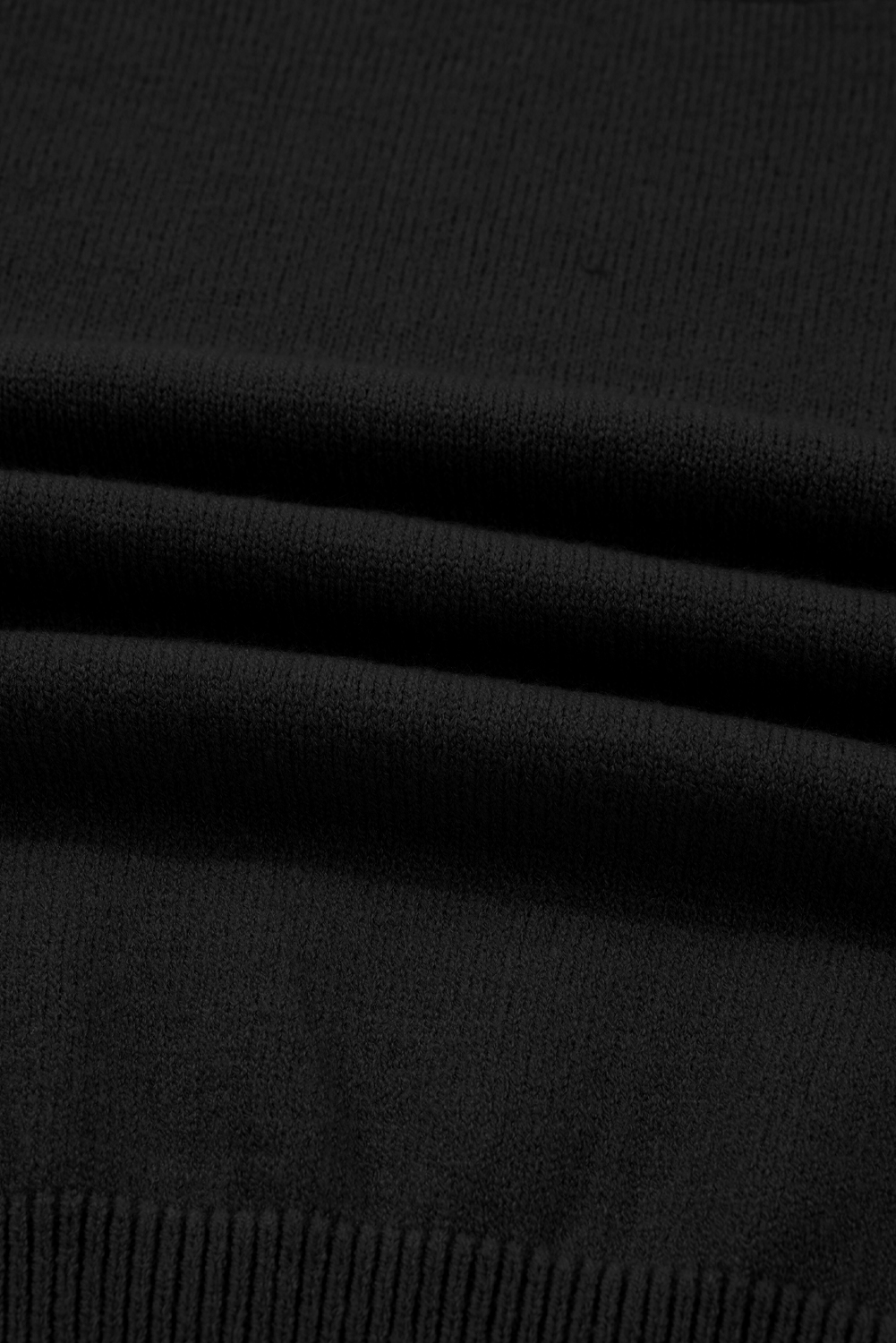 Women's Black High Neck Puff Sleeve Sweater & Pleated Mini Skirt Set – Casual Winter Outfit - Detail View 7 Women's Black High Neck Puff Sleeve Sweater & Pleated Mini Skirt Set – Casual Winter Outfit - Detail View 7